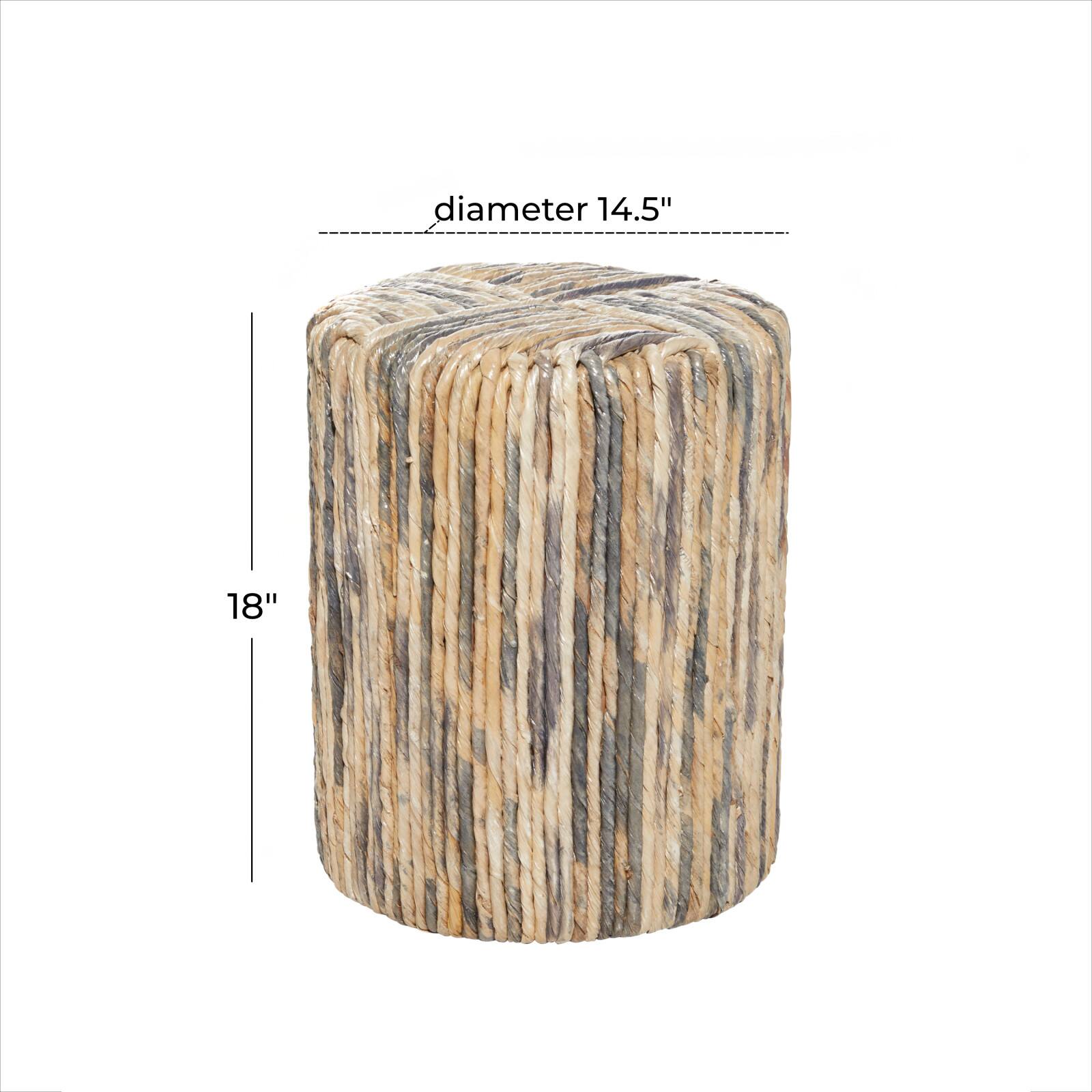 Brown Teak Wood Contemporary Stool, 18" x 15" x 15"