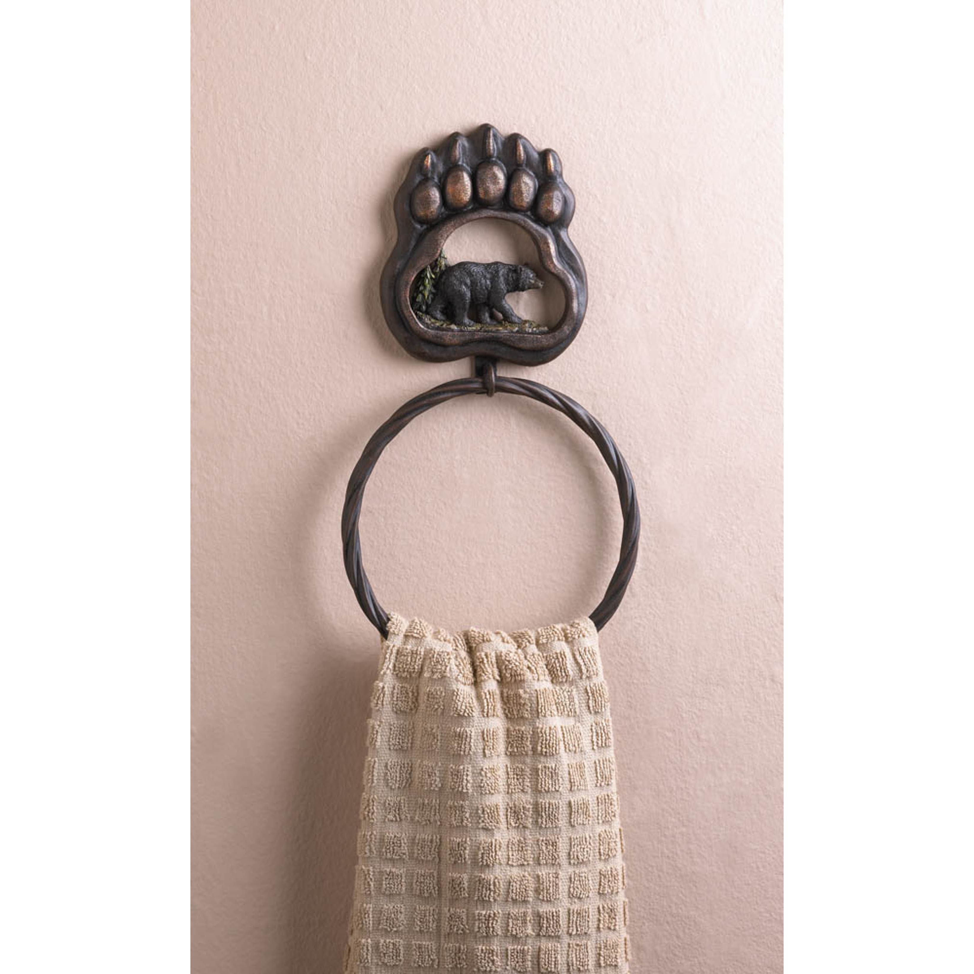12" Black Bear Paw Towel Ring