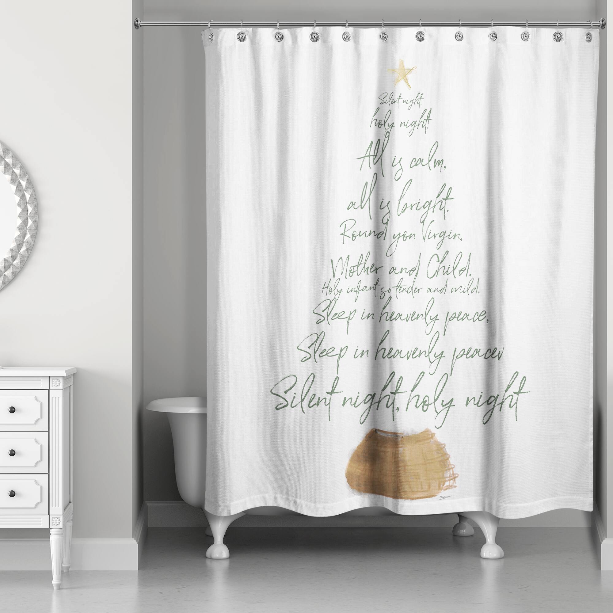 Silent Night Tree 71&#x22; x 74&#x22; Shower Curtain