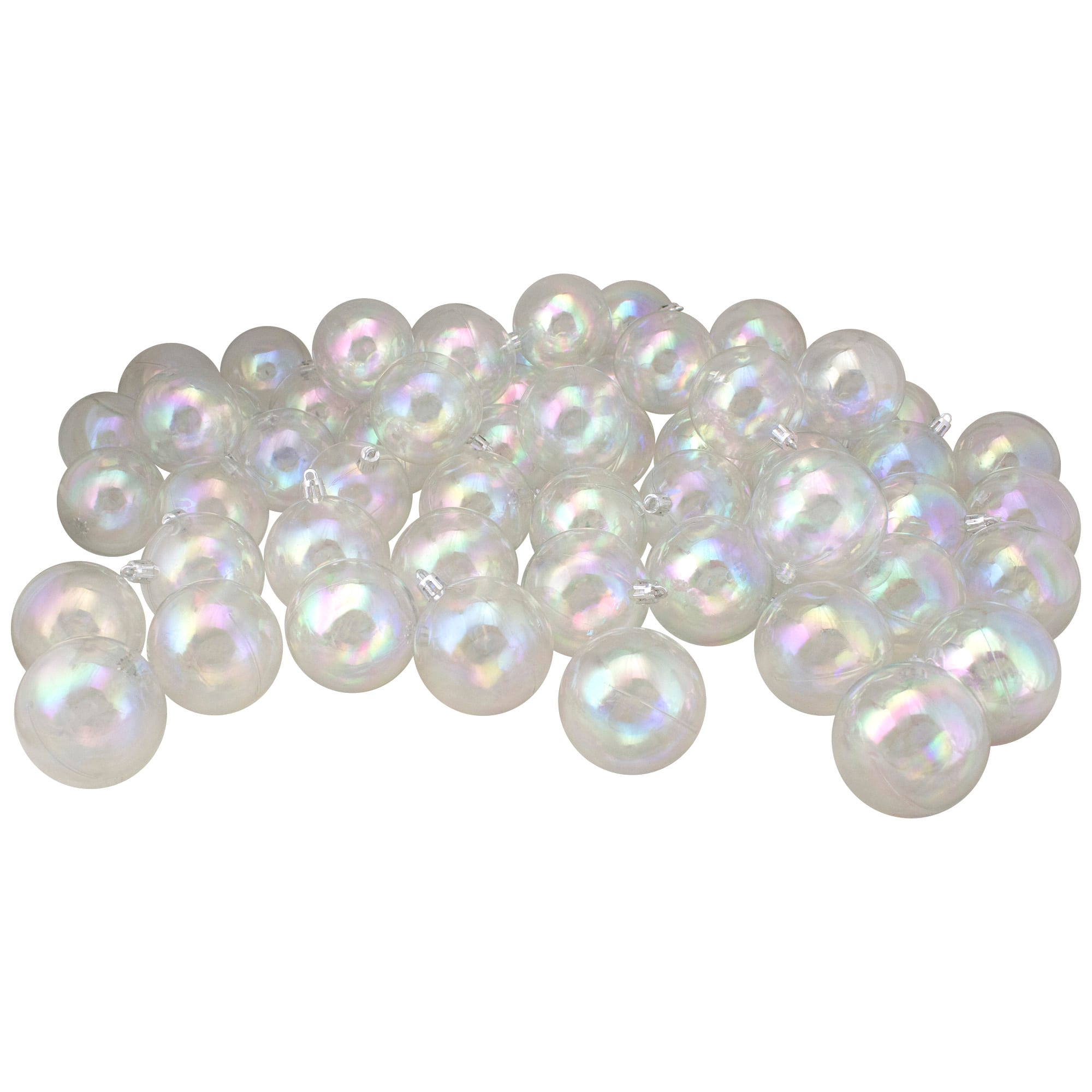 60ct. 2.5" Shiny Clear Iridescent Shatterproof Ball Ornaments
