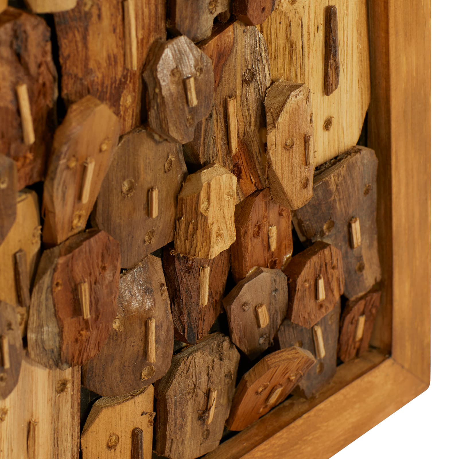 Rectangular Brown Wood Totem Face Wall Art, 32" x 14" x 2"