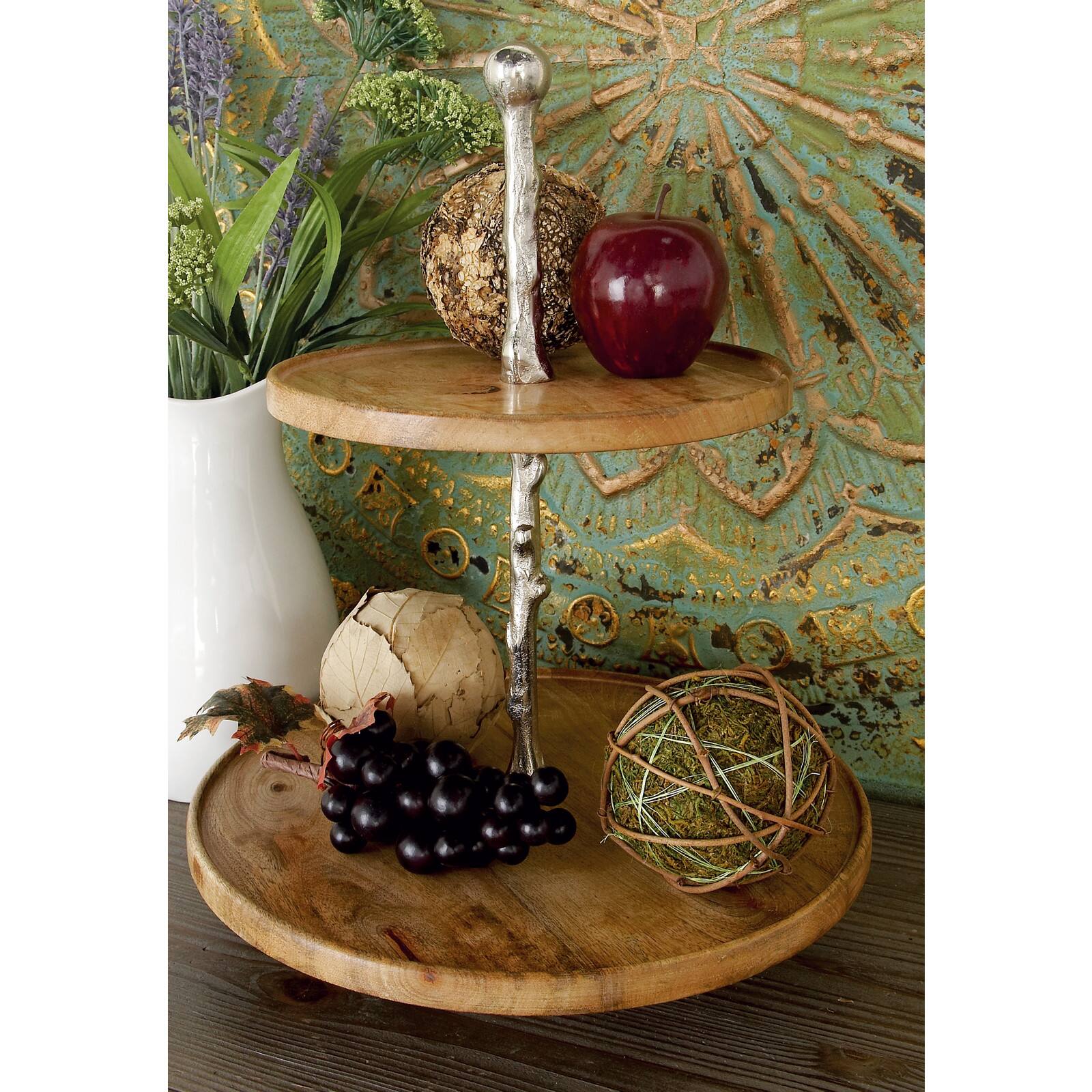 Brown Wood Natural 2 Tier Tray Stand Michaels