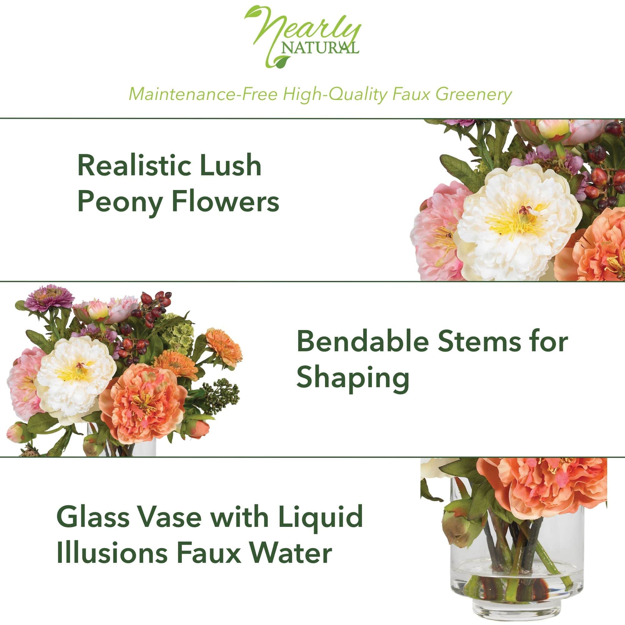 10&#x22; Peony Arrangement in Vase