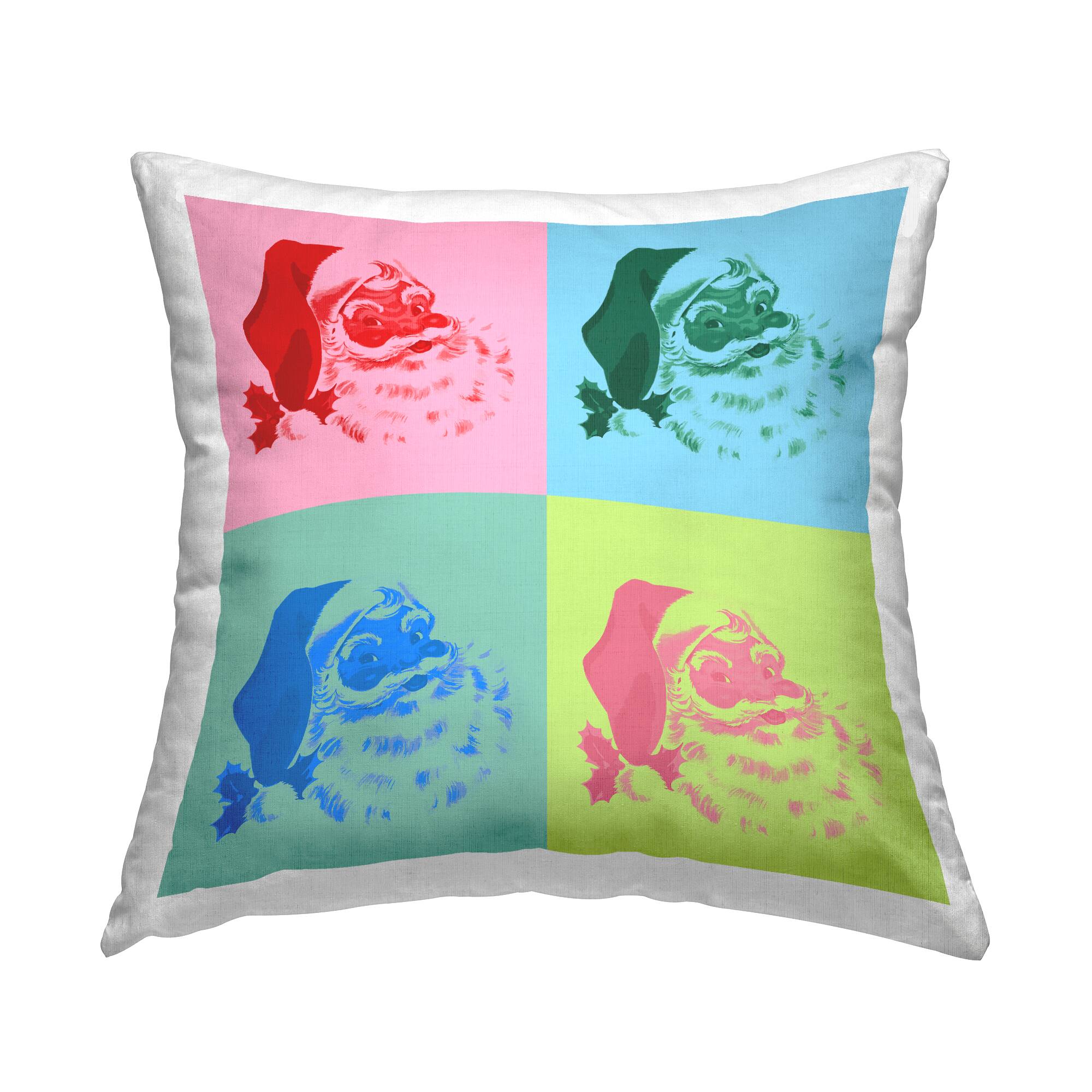 Stupell Industries Pop Art Santa Face Throw Pillow