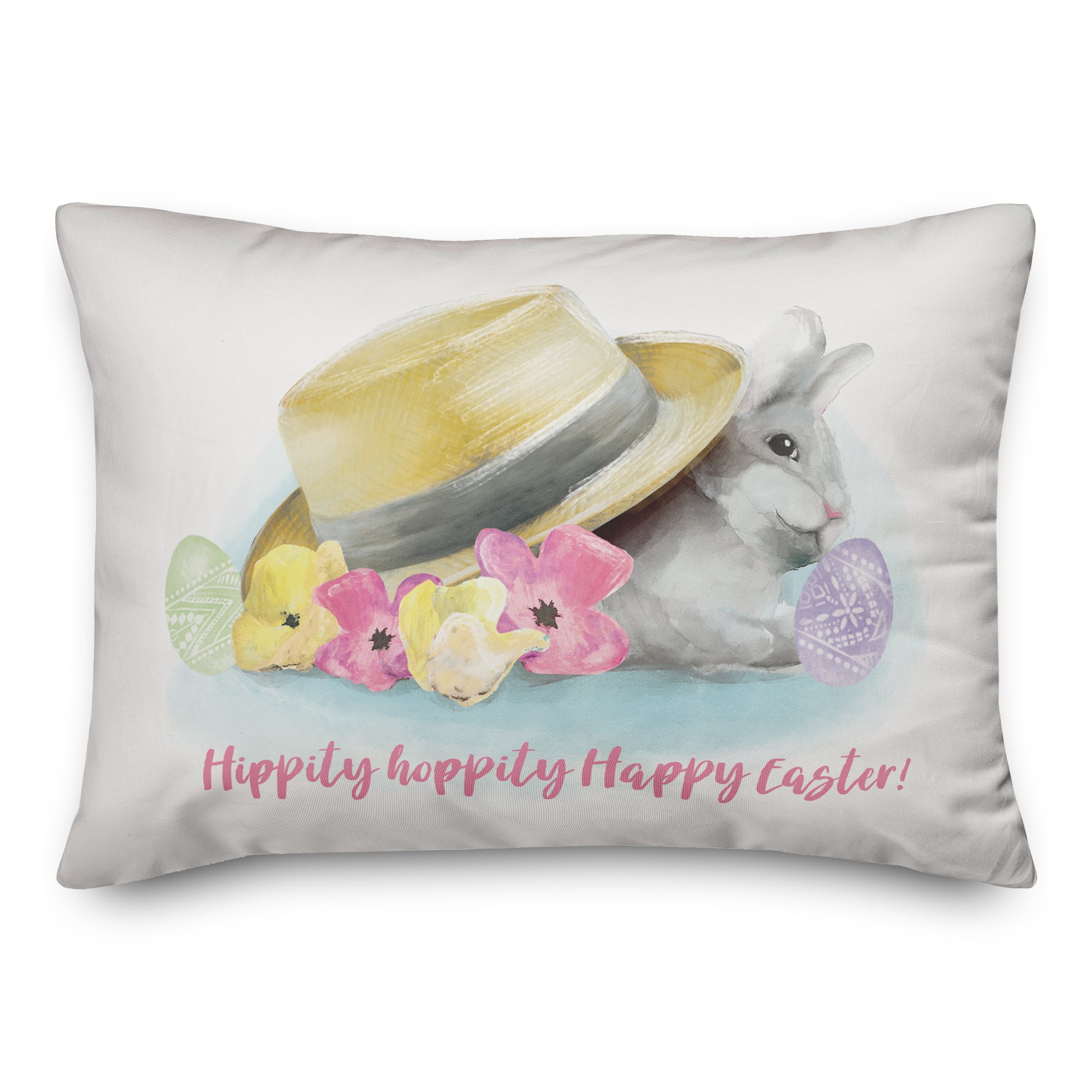 Easter Bunny &#x26; Sunhat Throw Pillow