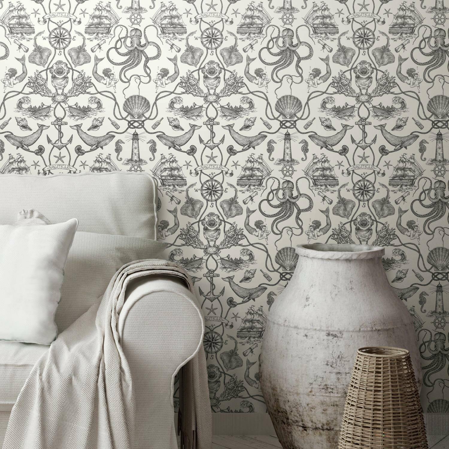 RoomMates Deep Sea Toile Peel & Stick Wallpaper