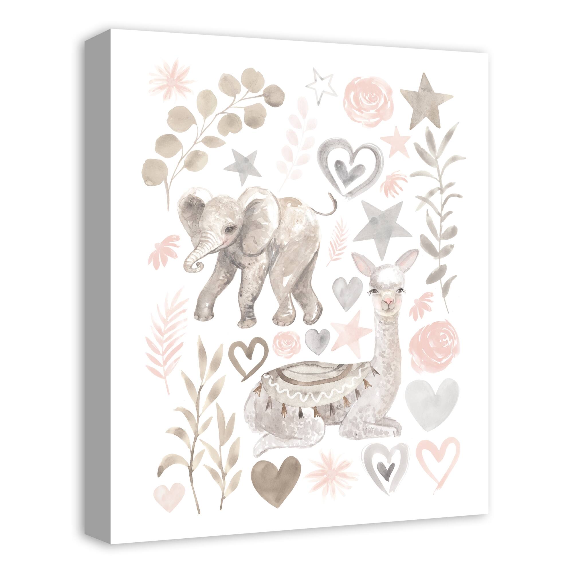 Llama And Elephant Friends 16" x 20" Canvas Wall Art