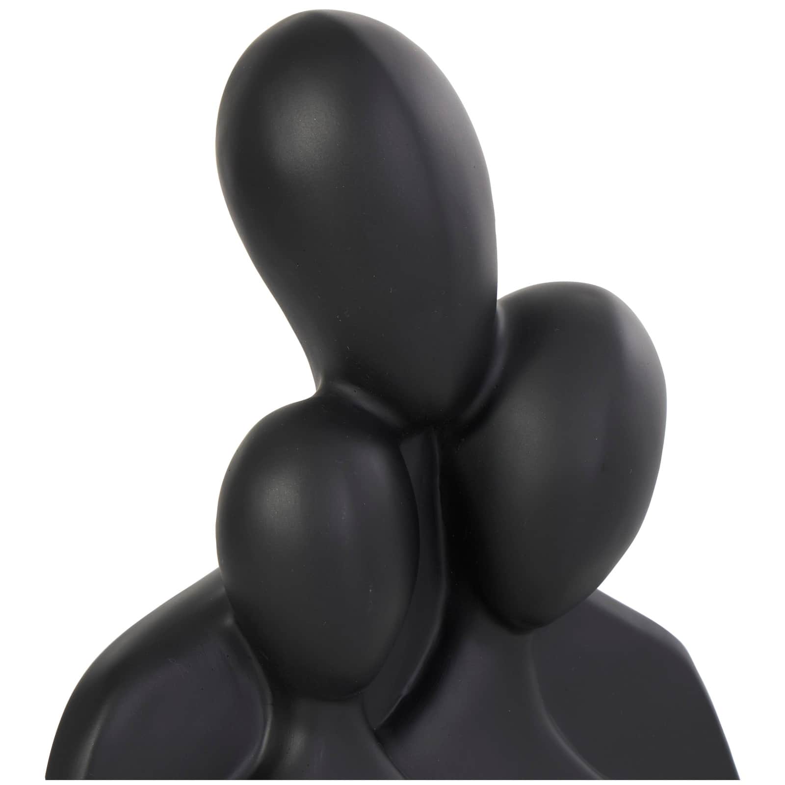11&#x22; Black Polystone Abstract Nesting Family 3-Head Sculpture