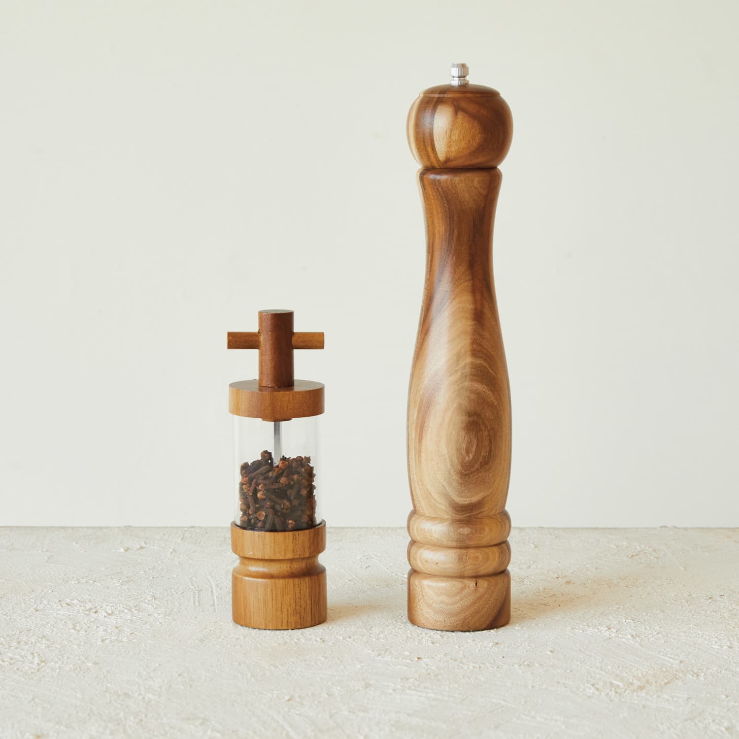 7&#x22; Natural Acacia Wood &#x26; Acrylic Salt &#x26; Pepper Mill