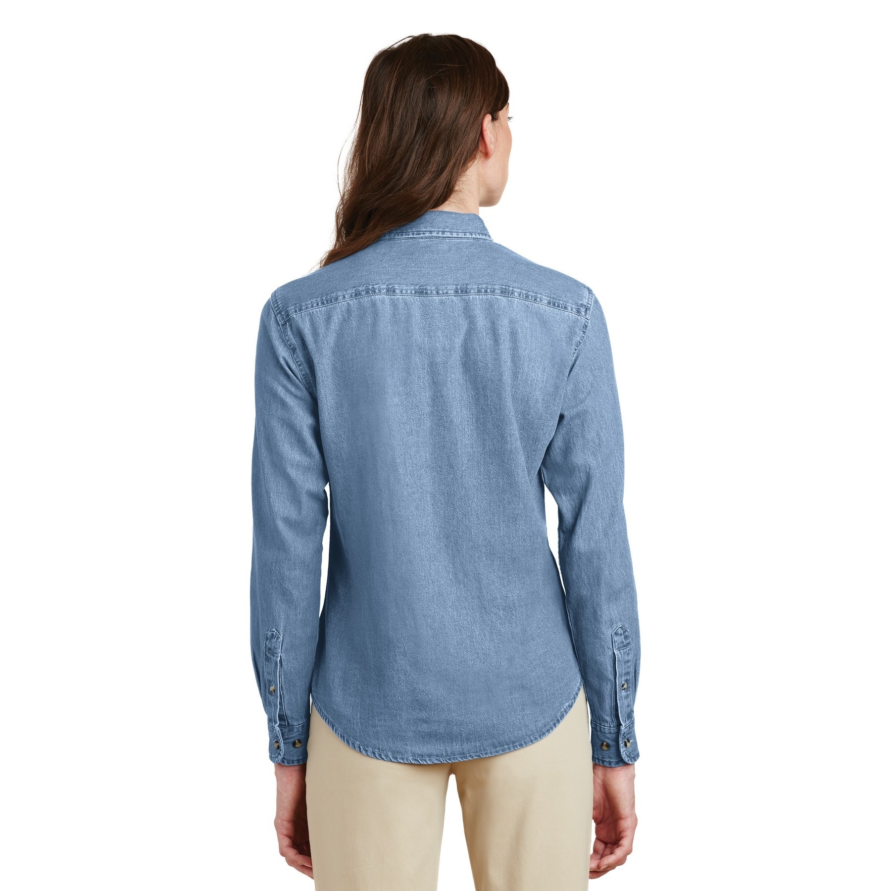 Port & Company® Long Sleeve Ladies Value Denim Shirt