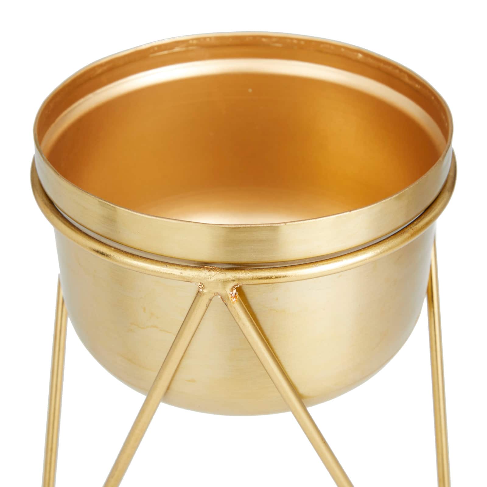 Set of 2 Gold Iron Modern Planter, 10" x 7" x 7"