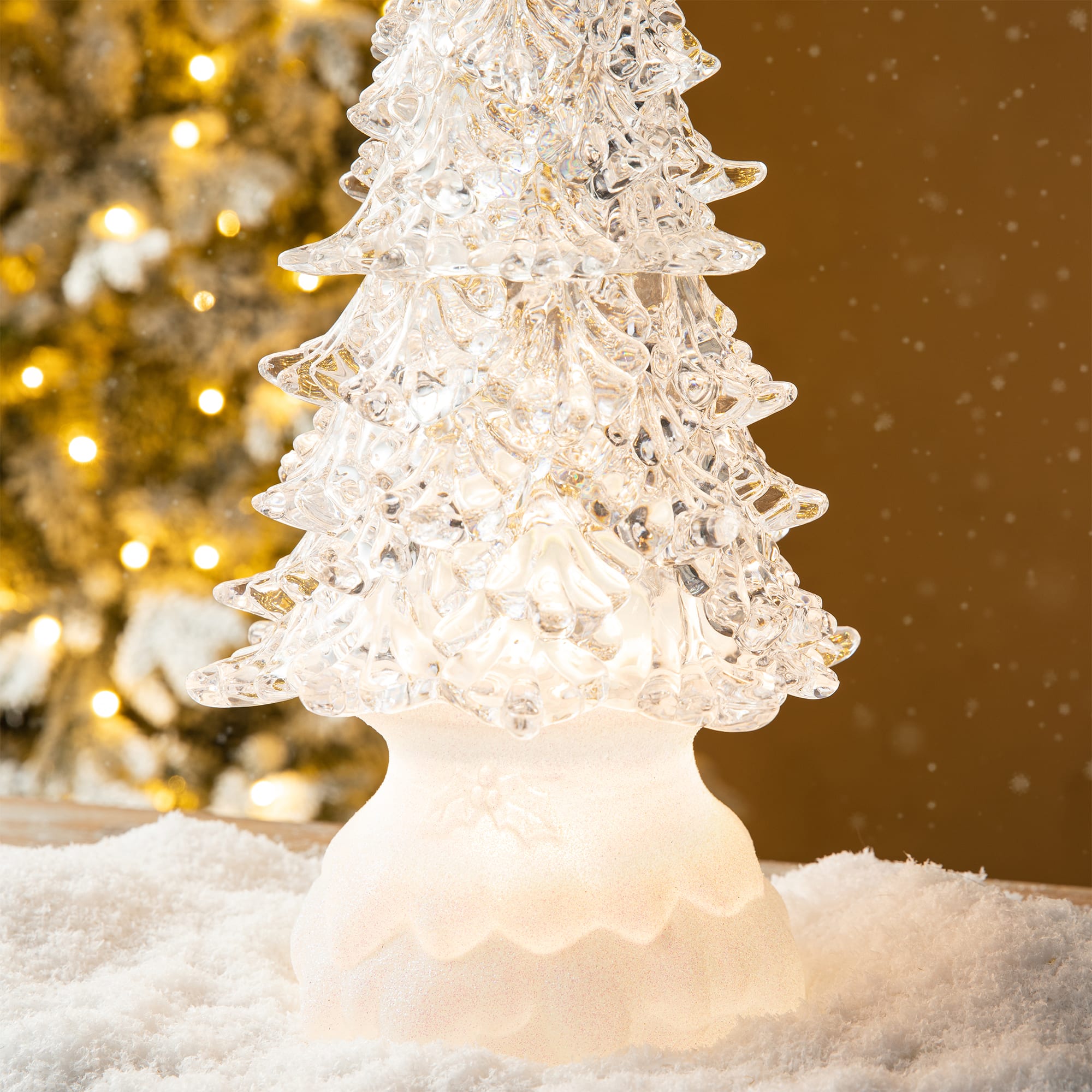 Glitzhome&#xAE; 18.5&#x22; Lighted Acrylic Rotating Christmas Table Tree