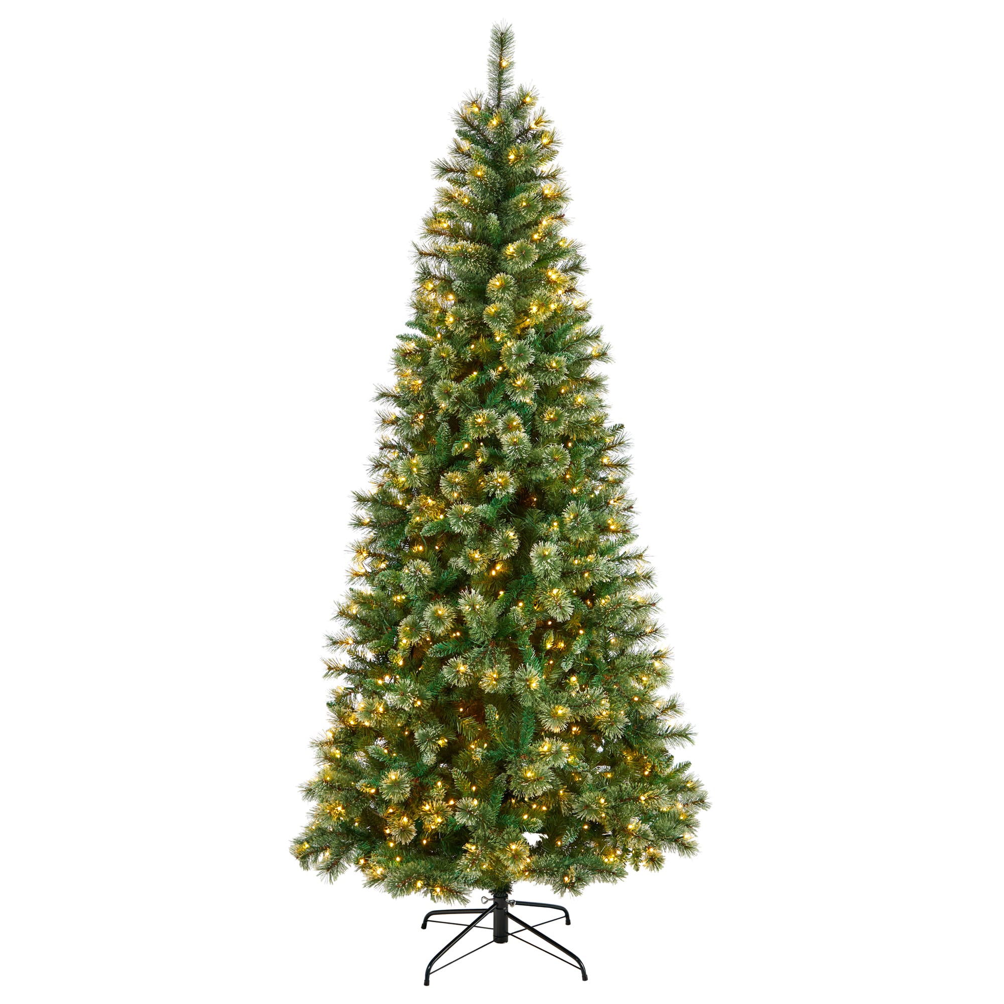 8ft. Pre-Lit Wisconsin Snow Tip Pine Artificial Christmas Tree, Clear LED Lights