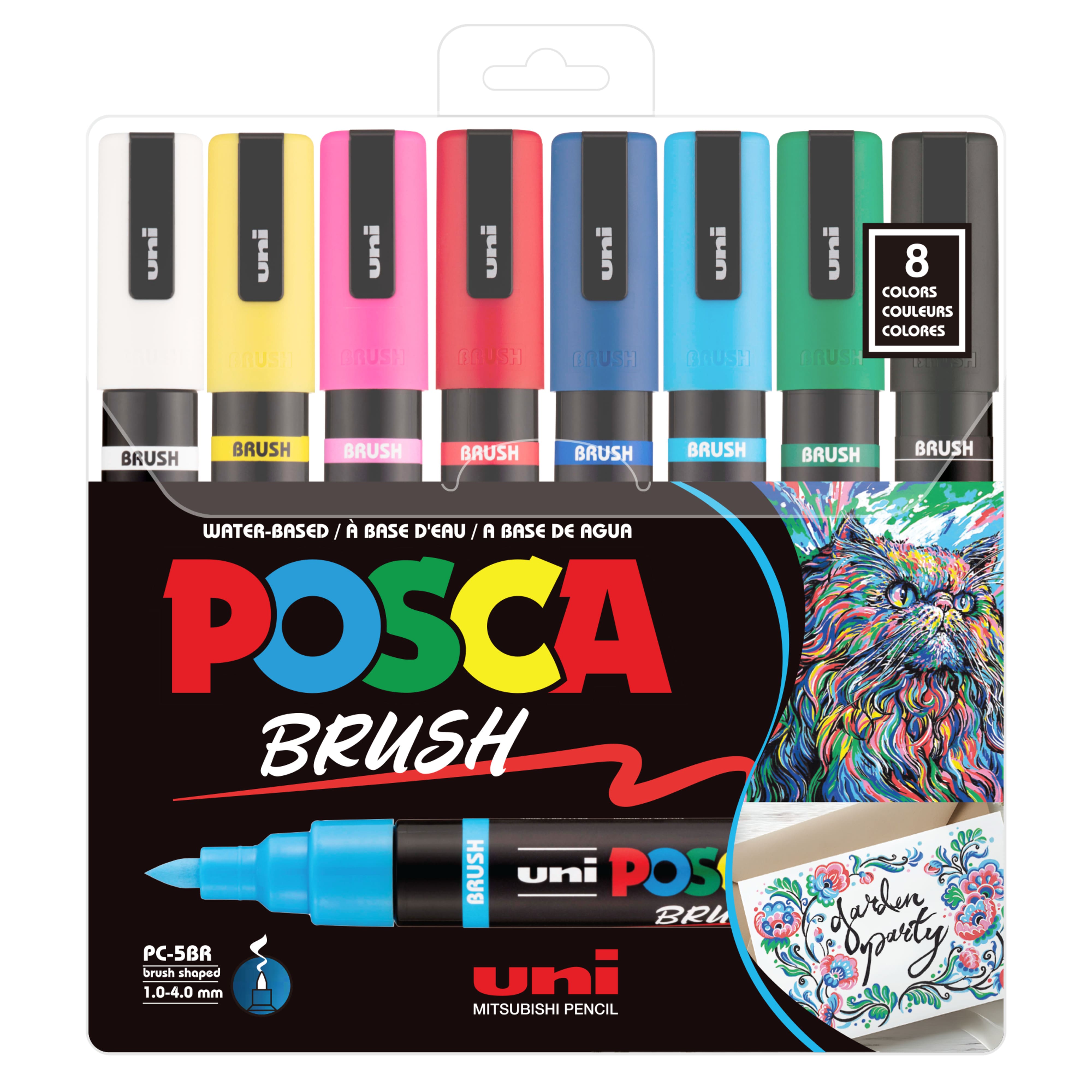 POSCA® PC-5BR 8 Colour Brush Tip Paint Marker Set