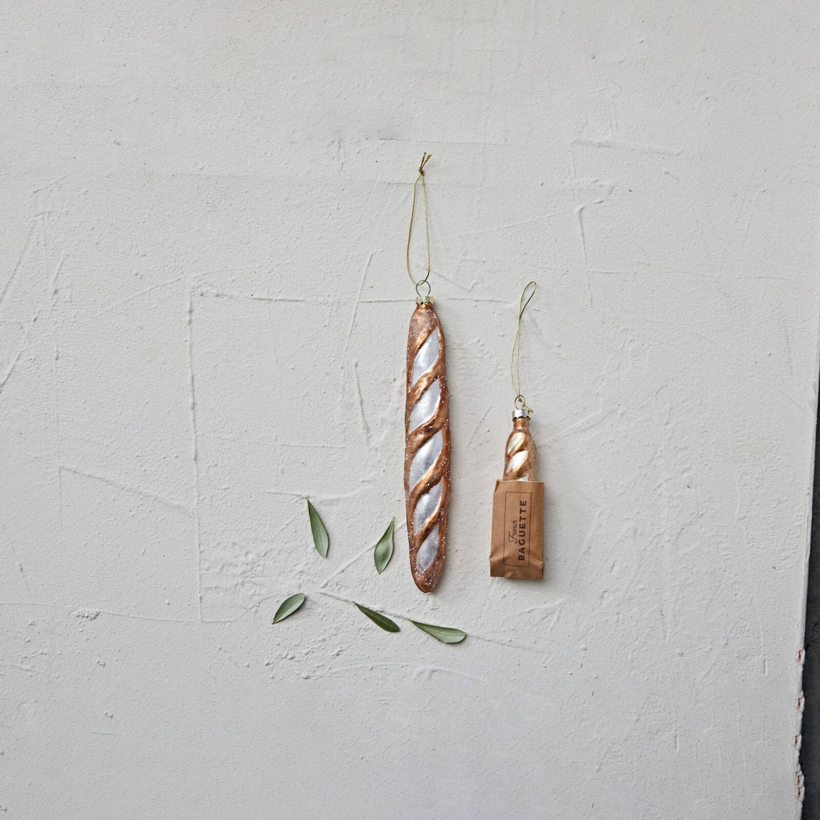 Hello Honey® Hand-Painted Glitter Glass French Baguette Ornament