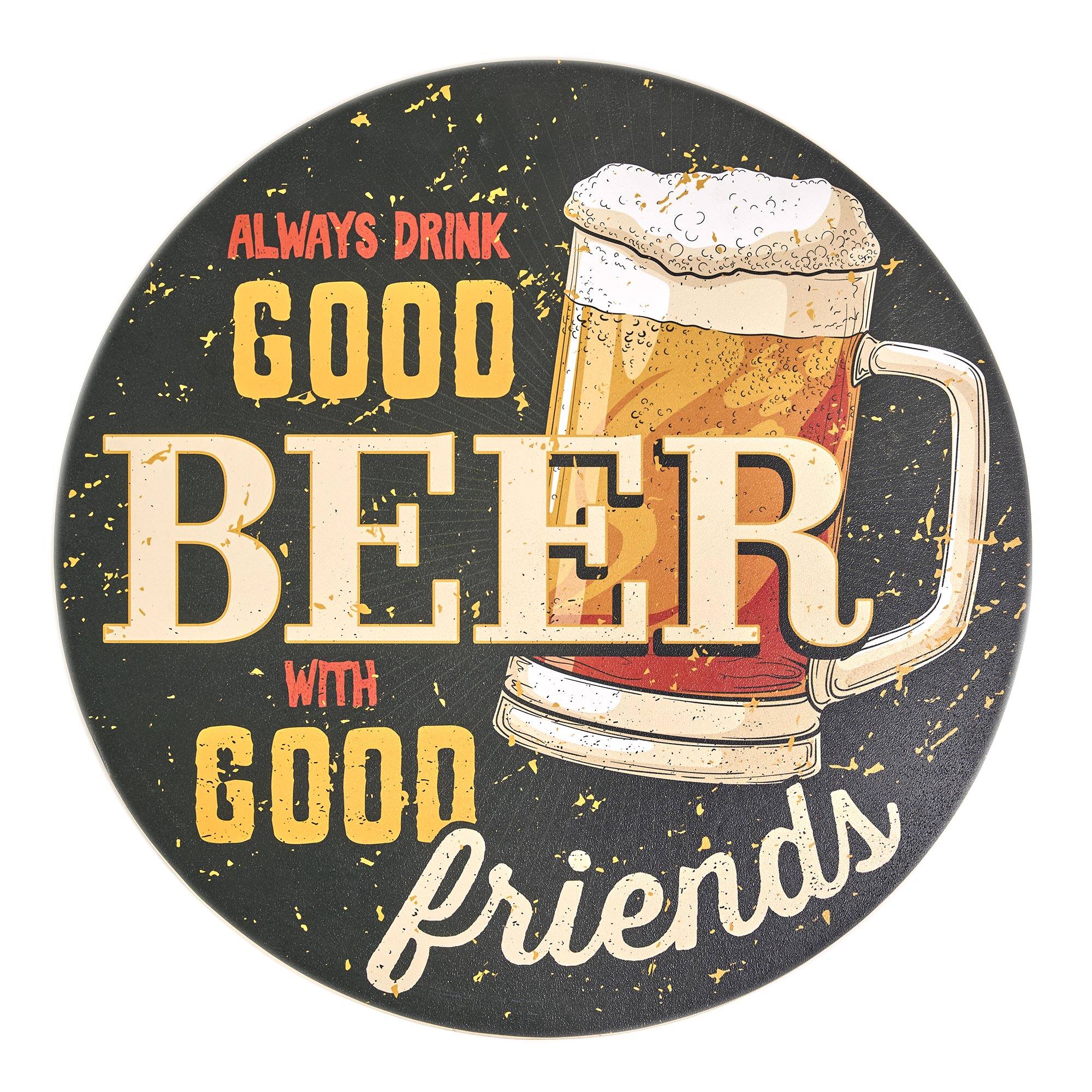 American Art Decor Good Beer, Good Friends Round MDF Wall Plaque - 20" x 20" x 0.35"