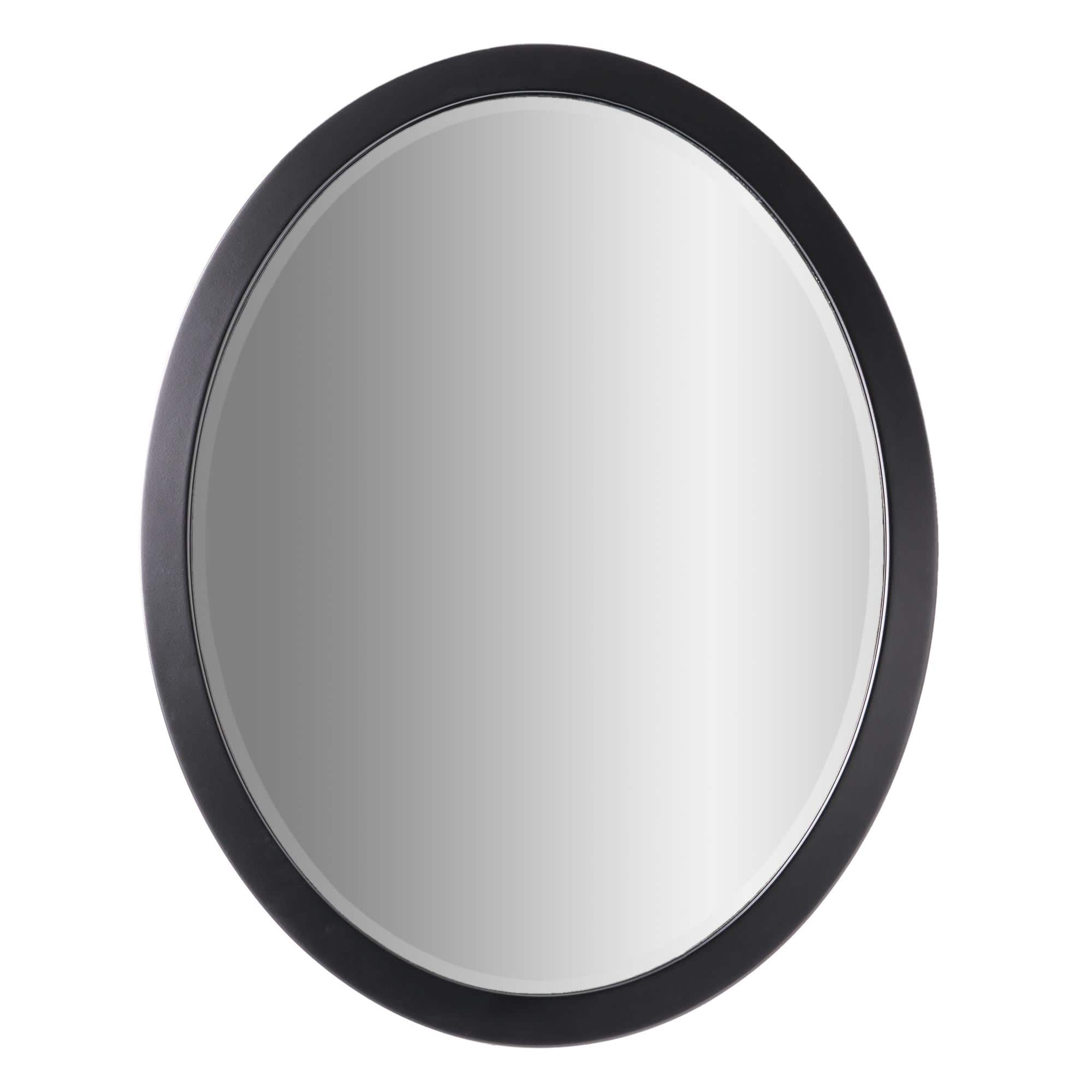 Classic Black Oval Metal Framed Beveled Vanity Wall Mirror - 23" x 29"