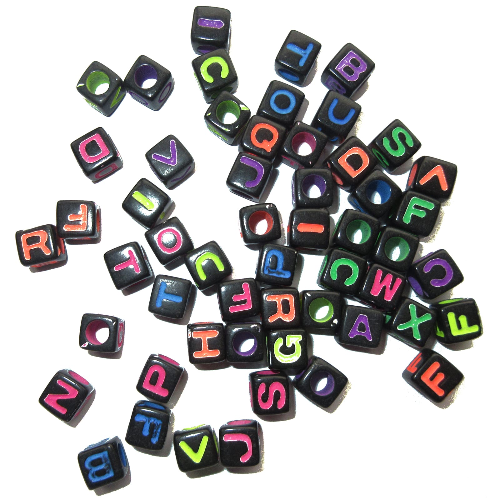 12 Packs: 340 ct. (4,080 total) Neon & Black Alphabet Square Beads by Creatology™