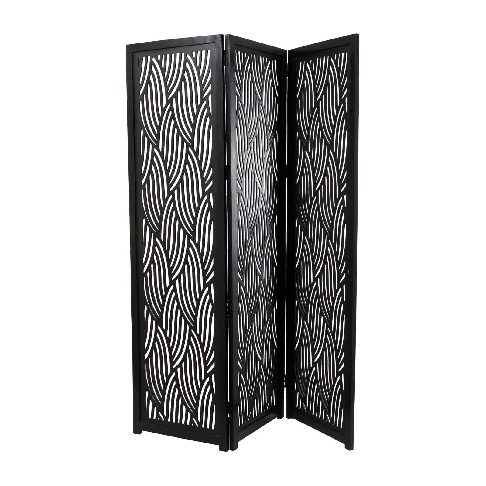 6.6ft. Black Wooden 3 Panel Room Divider Screen