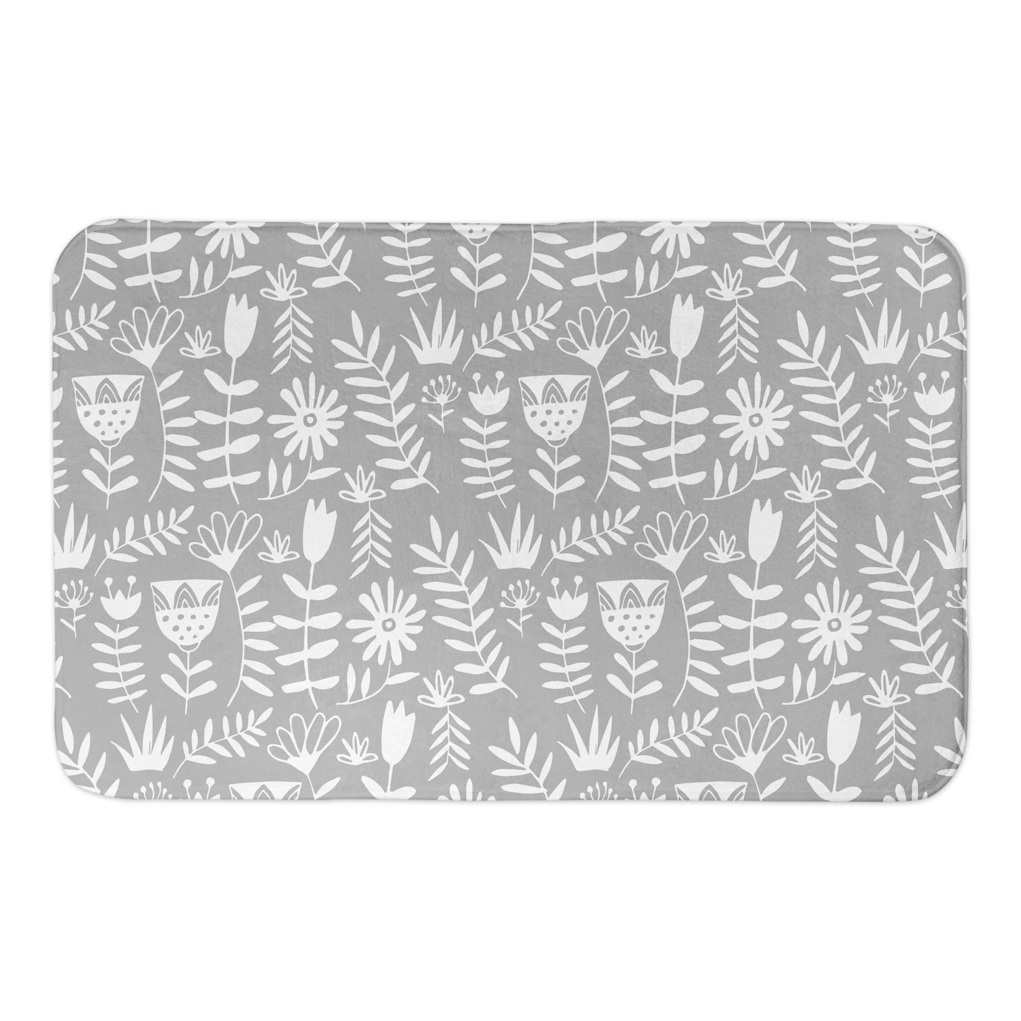 Mod Gray Florals 34" x 21" Bath Mat