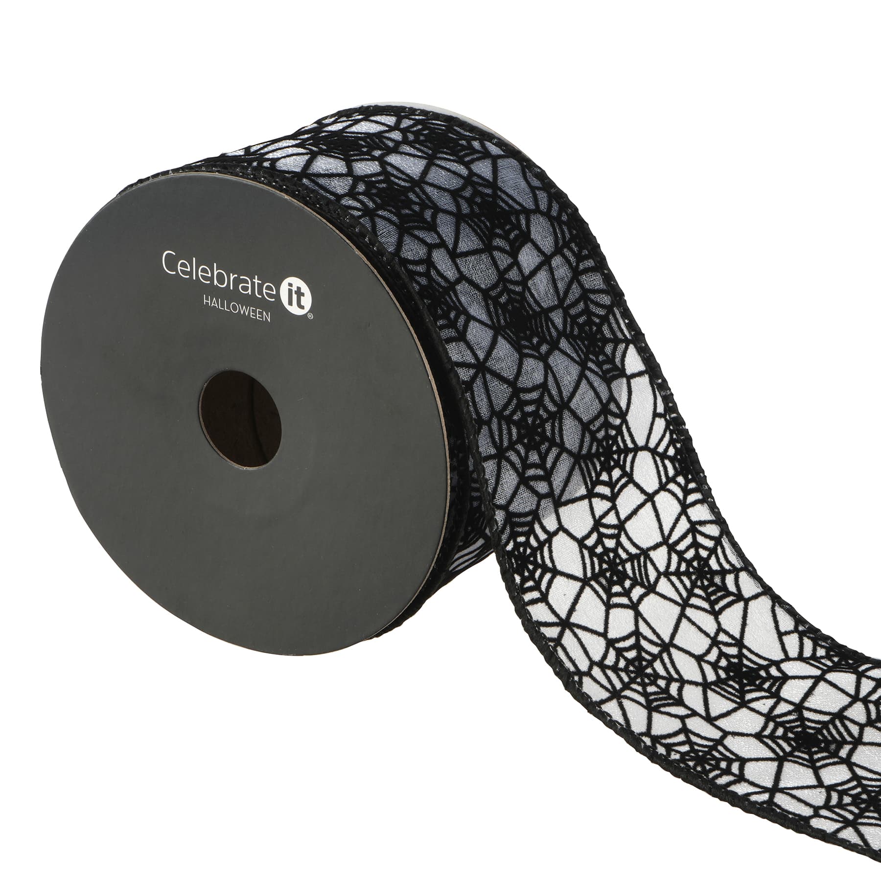 2.5&#x22; x 20ft. Black Sheer Wired Spiderweb Ribbon by Celebrate It&#xAE; Halloween