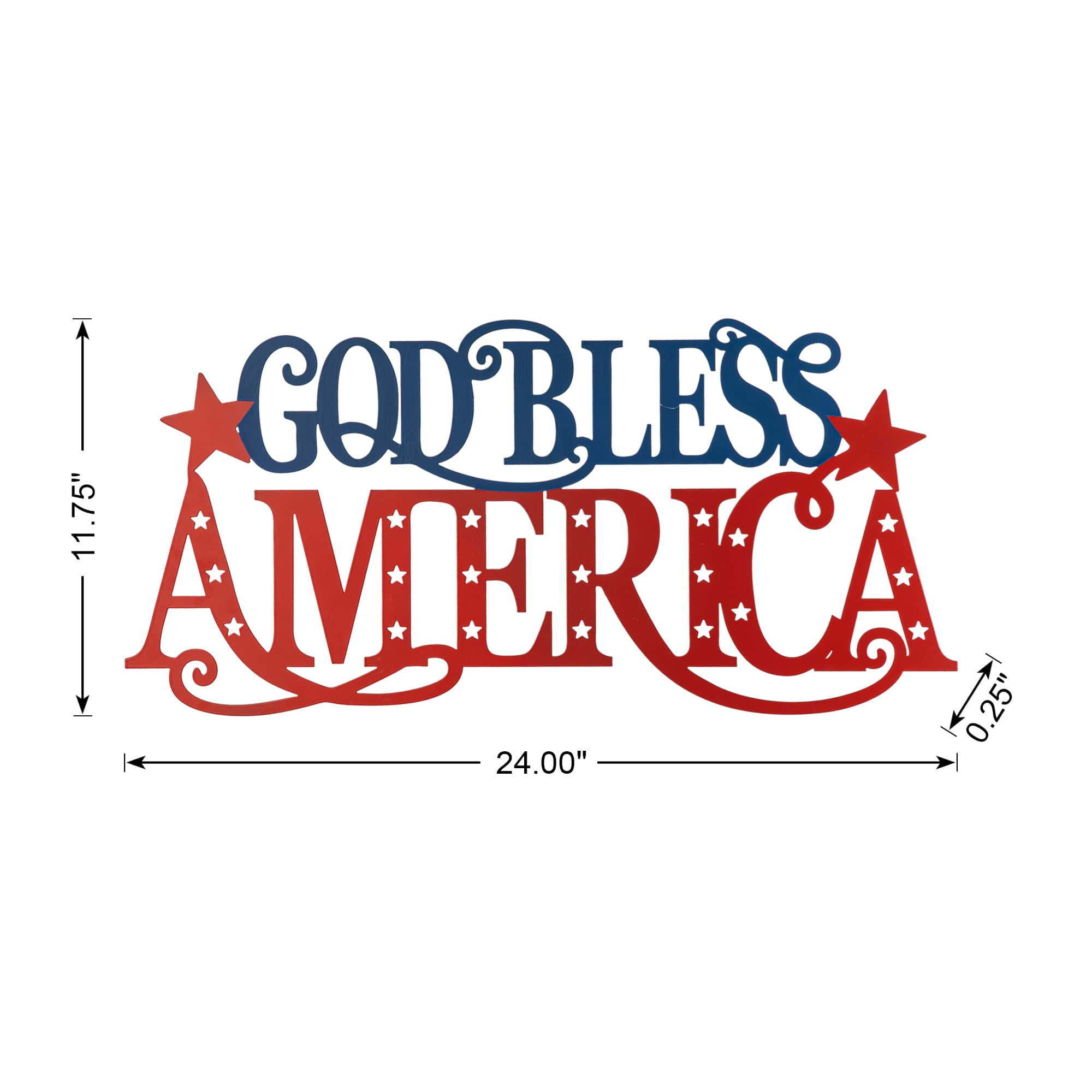 Glitzhome® 24" Patriotic God Bless America Wall Décor