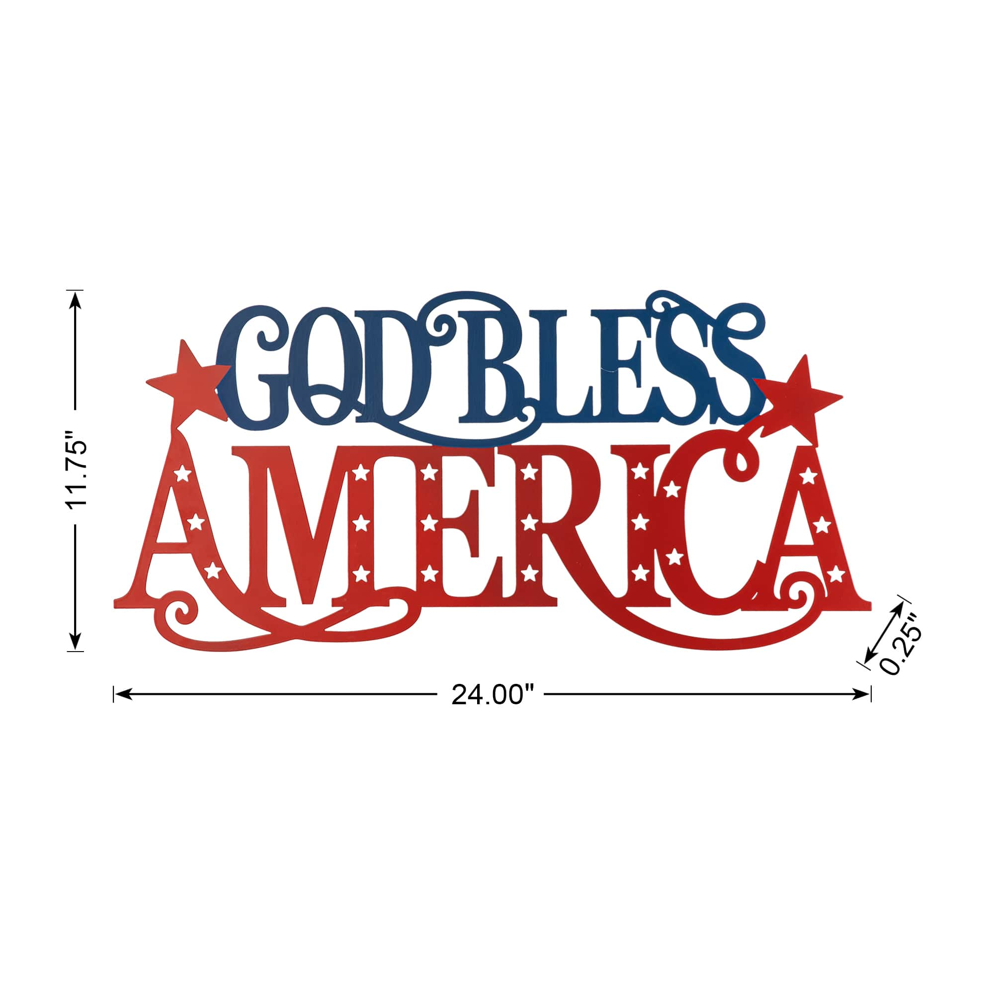 Glitzhome&#xAE; 24&#x22; Patriotic God Bless America Wall D&#xE9;cor