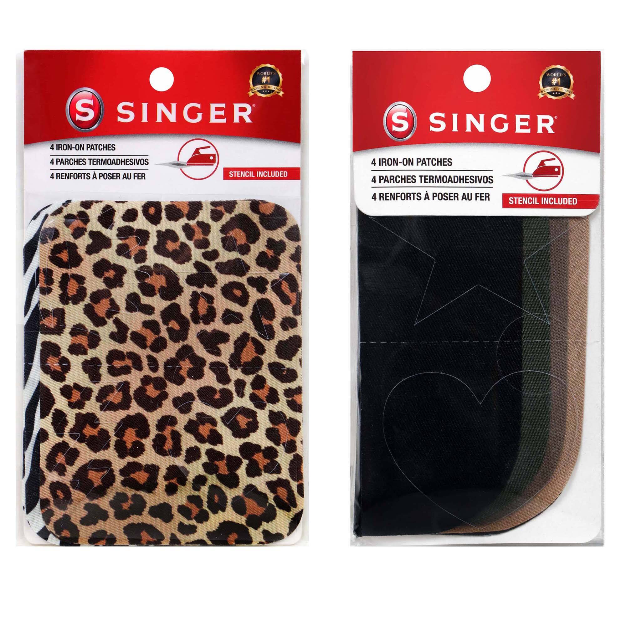 SINGER® Animal Print & Khaki DIY Iron-On Fabric Patch Kit with 2 Bonus Stencils
