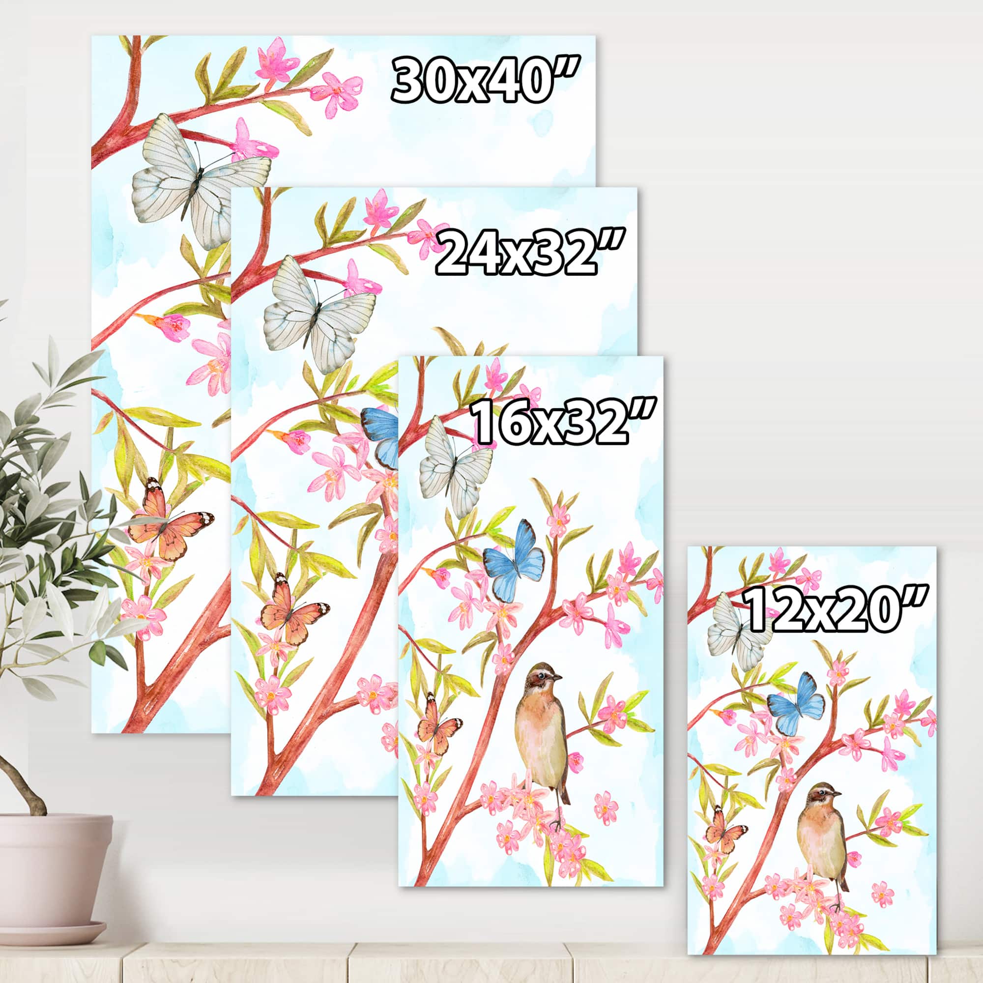 Designart - Clever Bird Sitting On Branch of A Spring Tree