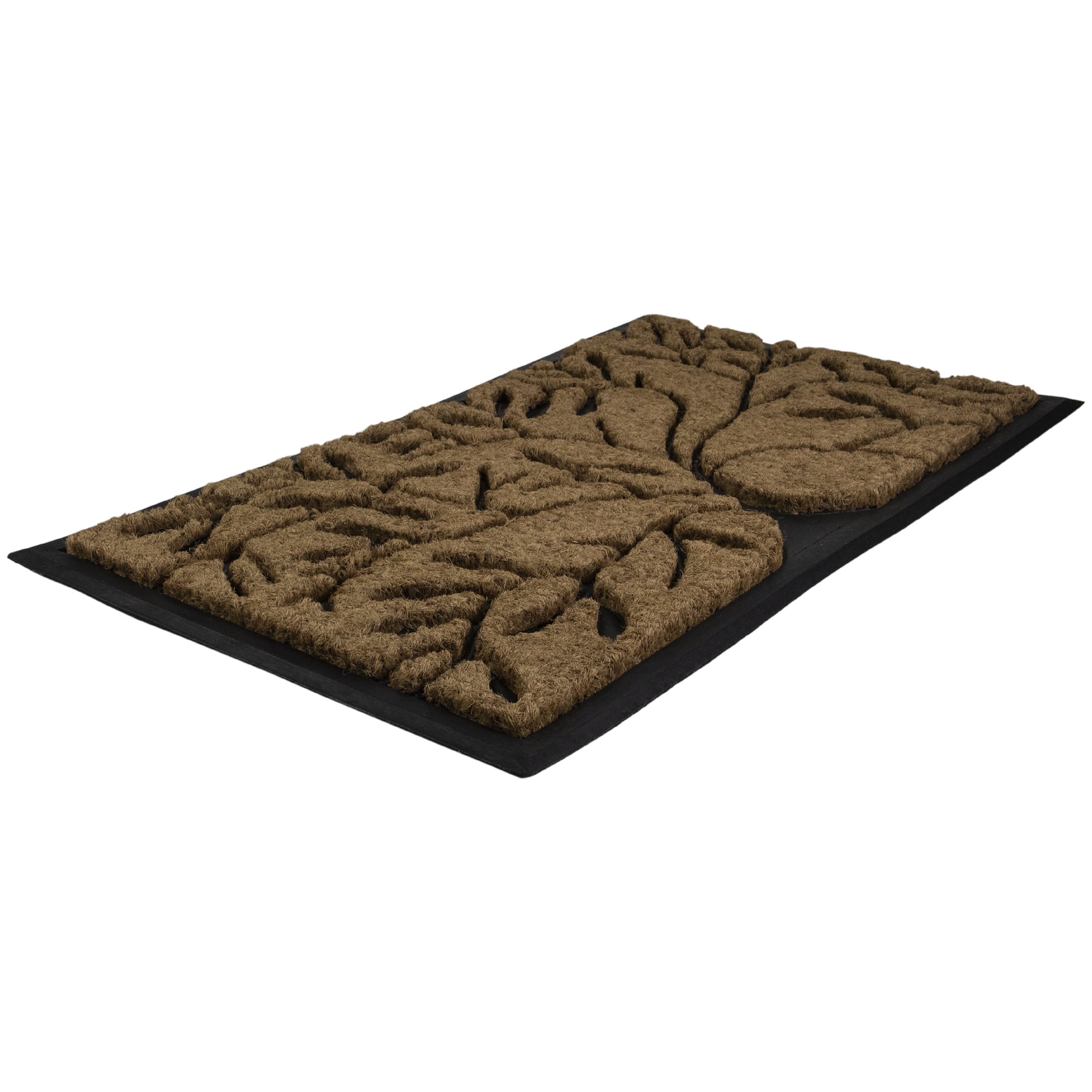 Black &#x26; Natural Tree of Life Coir Door Mat