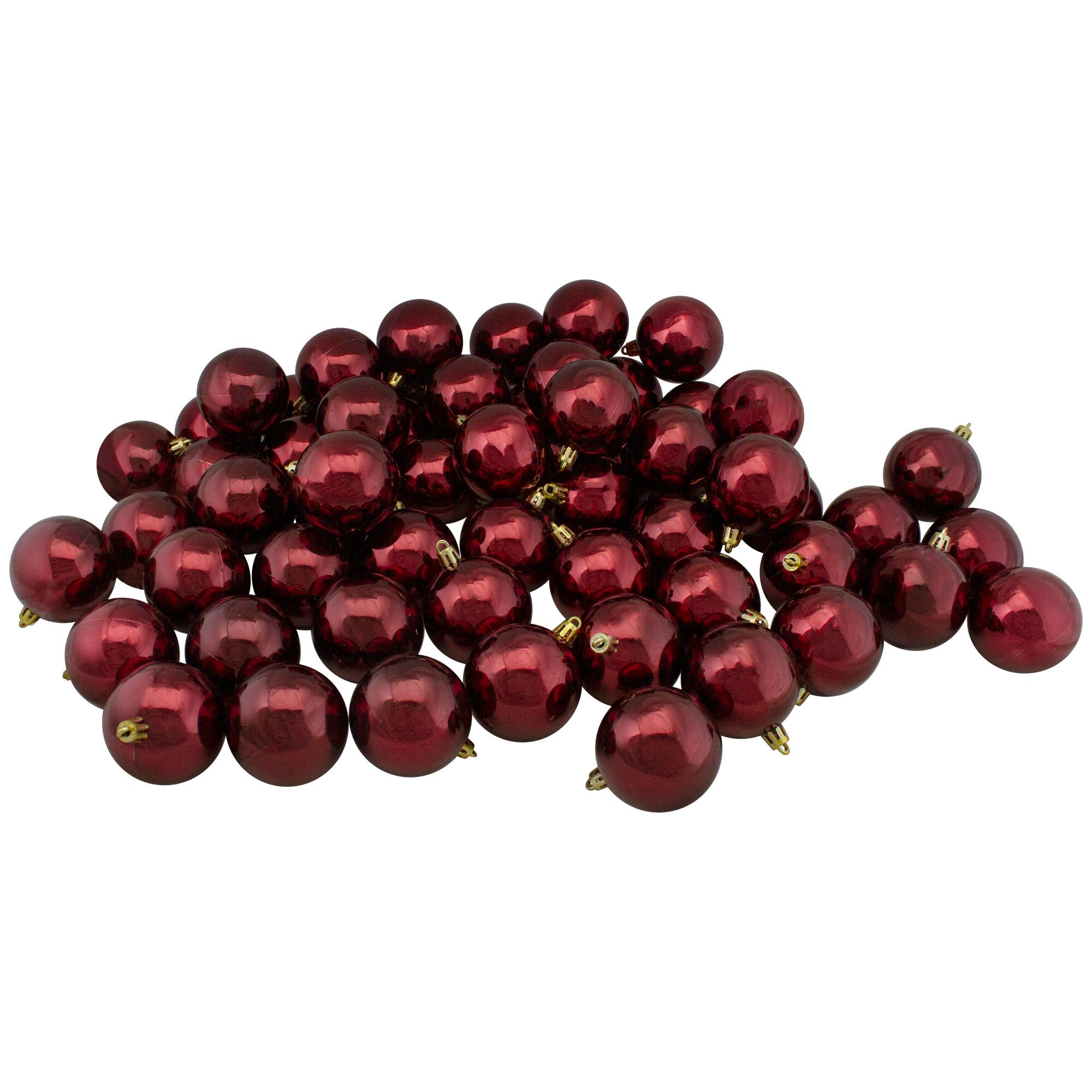 60ct Shiny Burgundy Red Shatterproof Ball Ornaments