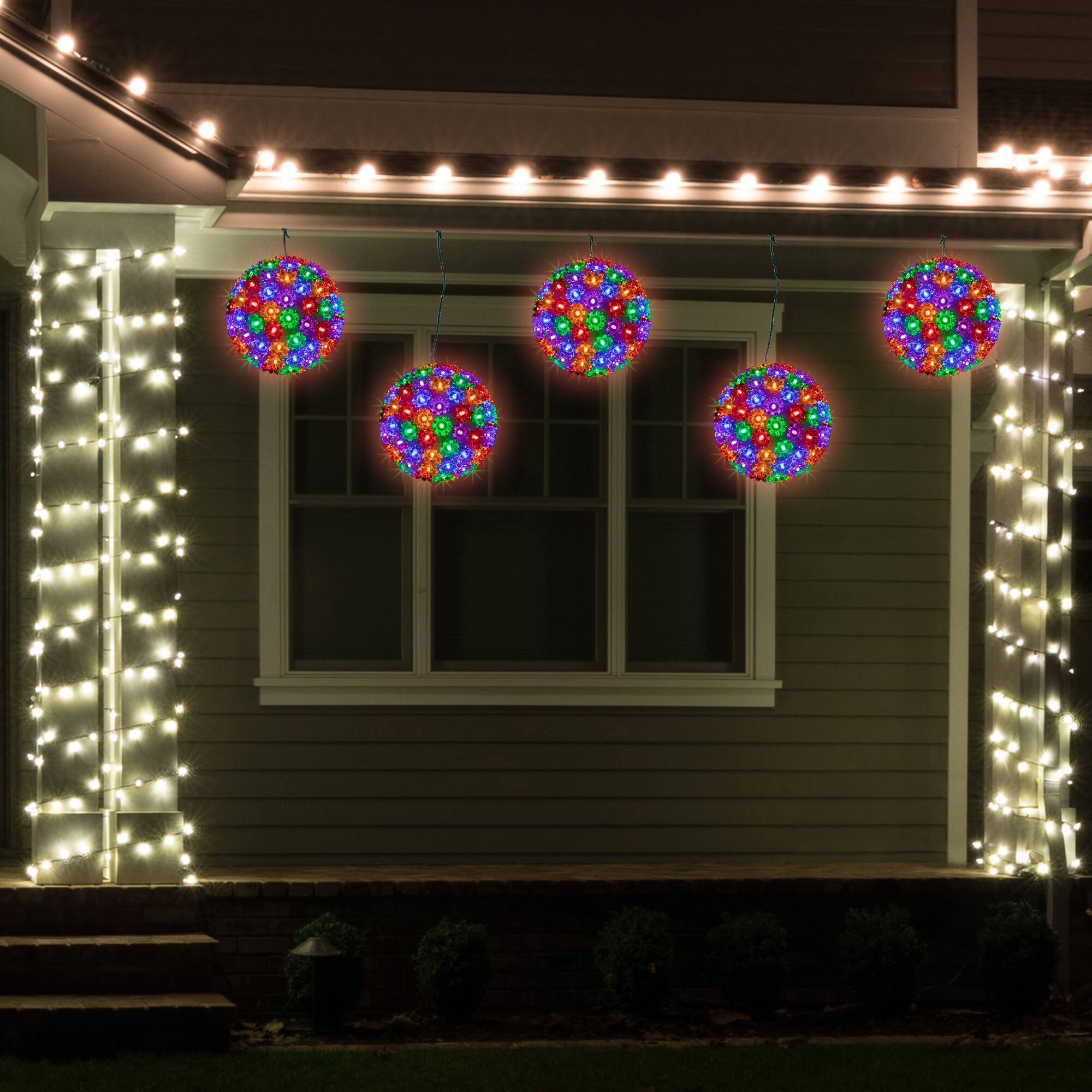 LED Lighted Hanging Starlight Sphere Outdoor Christmas Decoration- 7.5" - Multicolor Lights