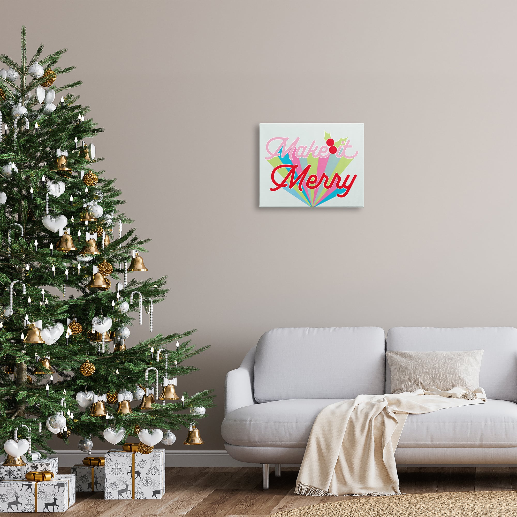 Stupell Industries Make It Merry Bold Christmas Stripes Canvas Wall Art
