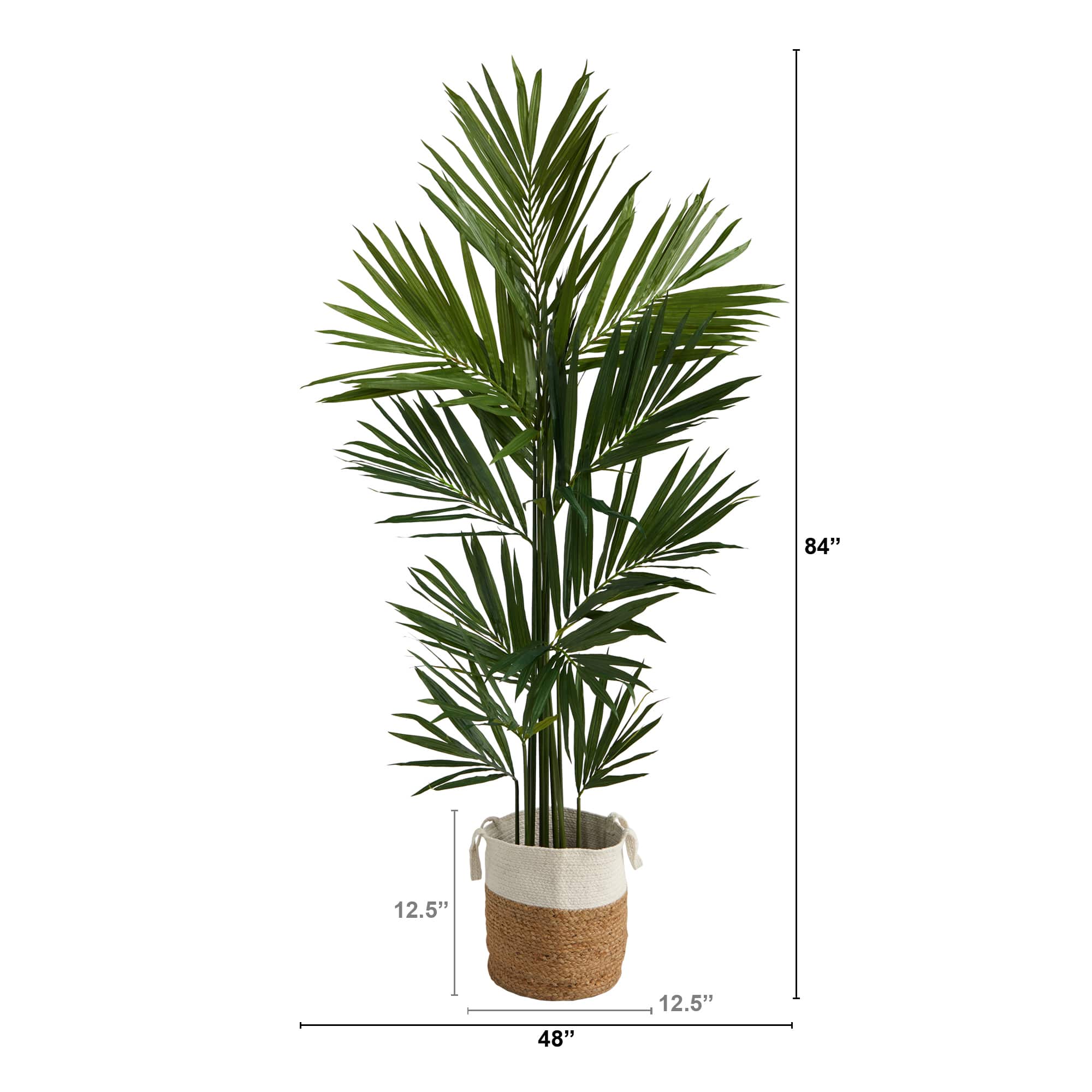 7ft. Kentia Artificial Palm in Handmade Natural Jute and Cotton Planter