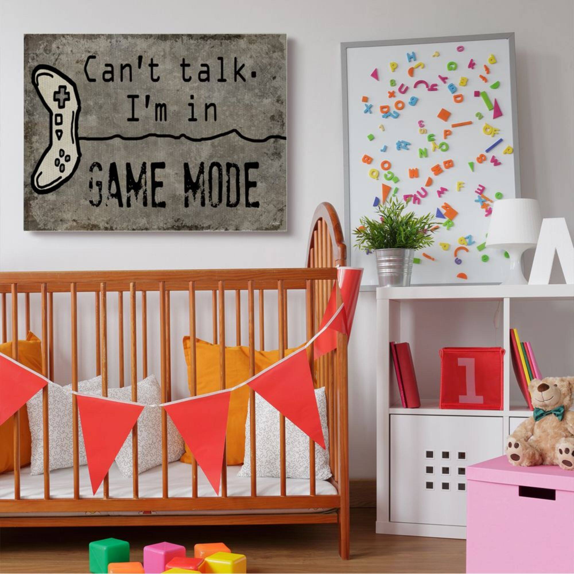 Stupell Industries Can't Talk Game Mode Quote Brown Controller Canvas Wall Art