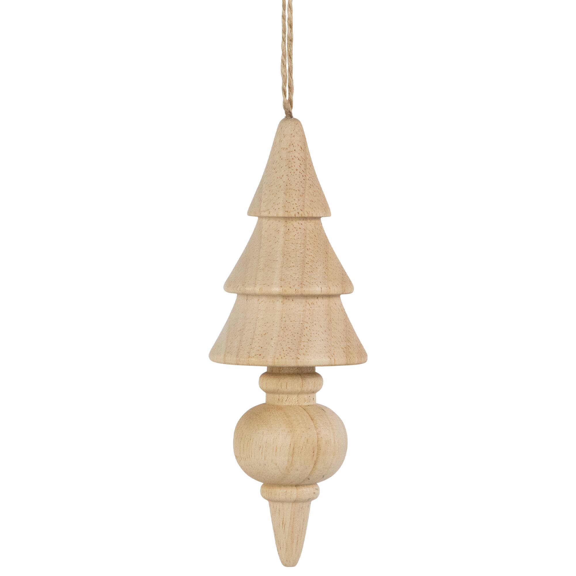 3ct. Natural Trees Wooden Christmas Ornaments