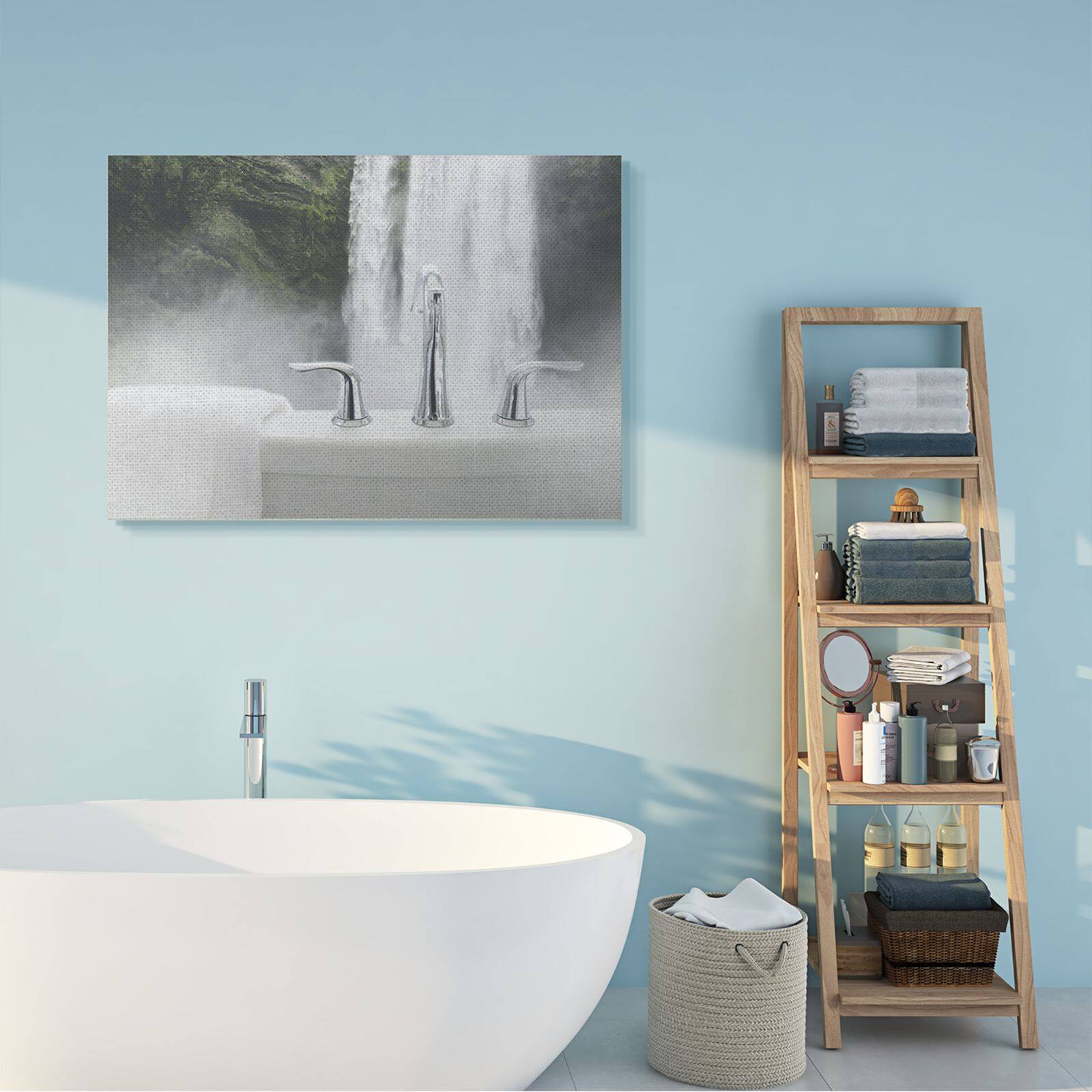 Stupell Industries Waterfall Bath Time Bathroom Canvas Wall Art
