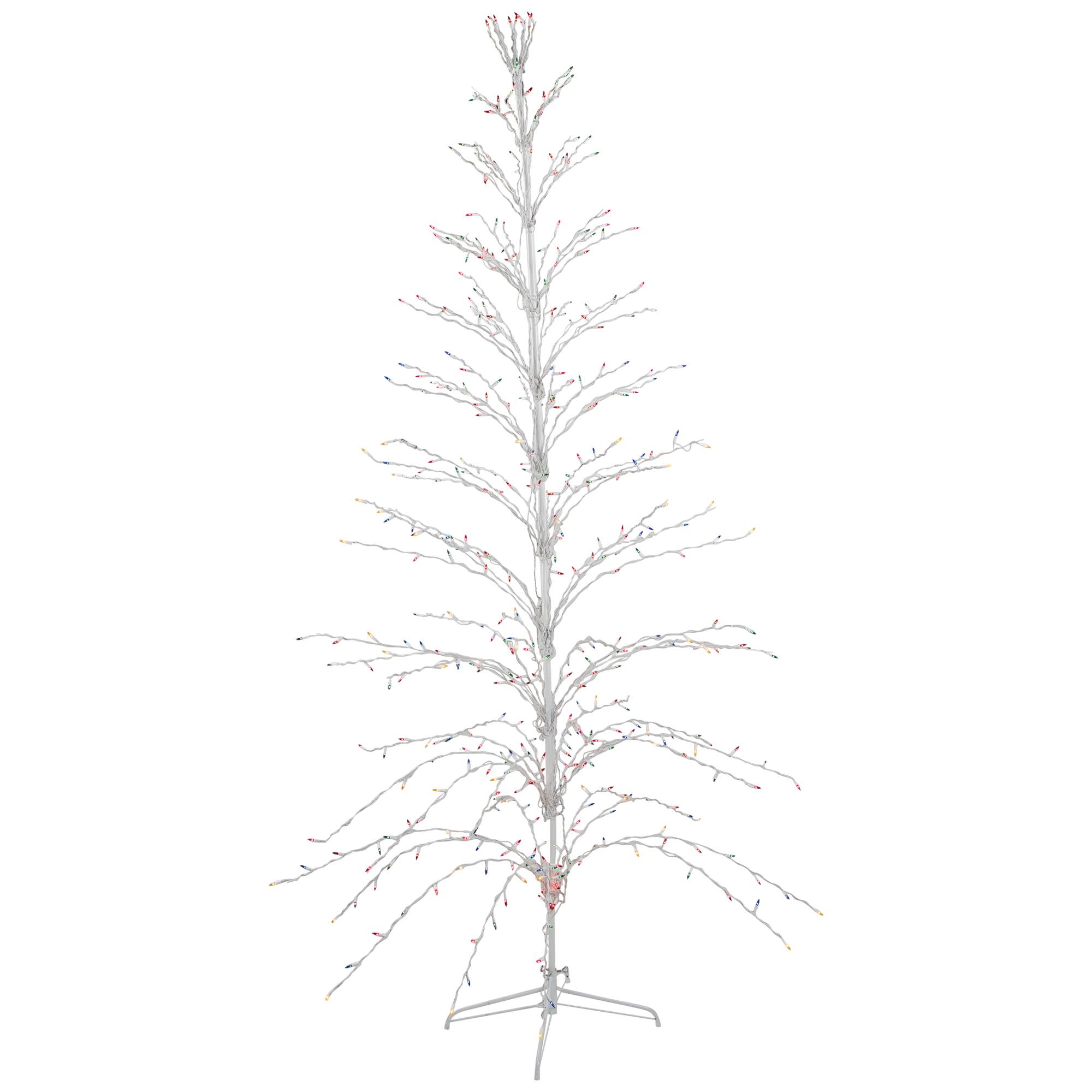 9ft. Pre-Lit Outdoor Cascade Twig Artificial Christmas Tree, Multicolor Lights