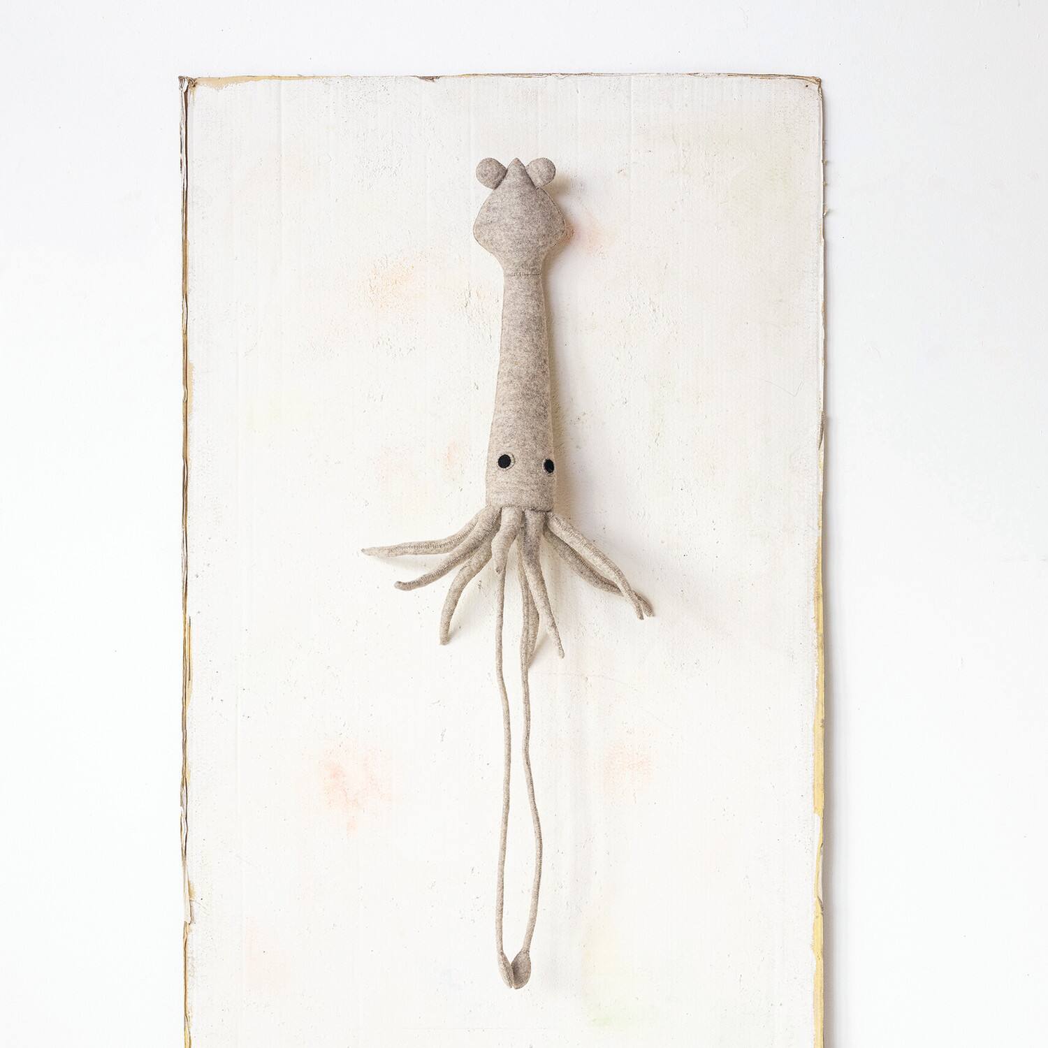 Hello Honey&#xAE; 51&#x22; Gray &#x26; Black Handmade Wool Felt Squid Wall Hanging