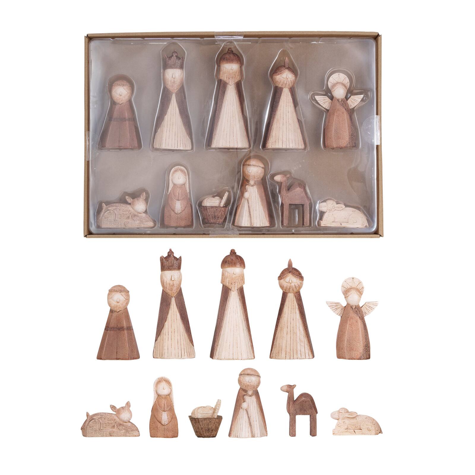 Natural Wood Finish Nativity Set