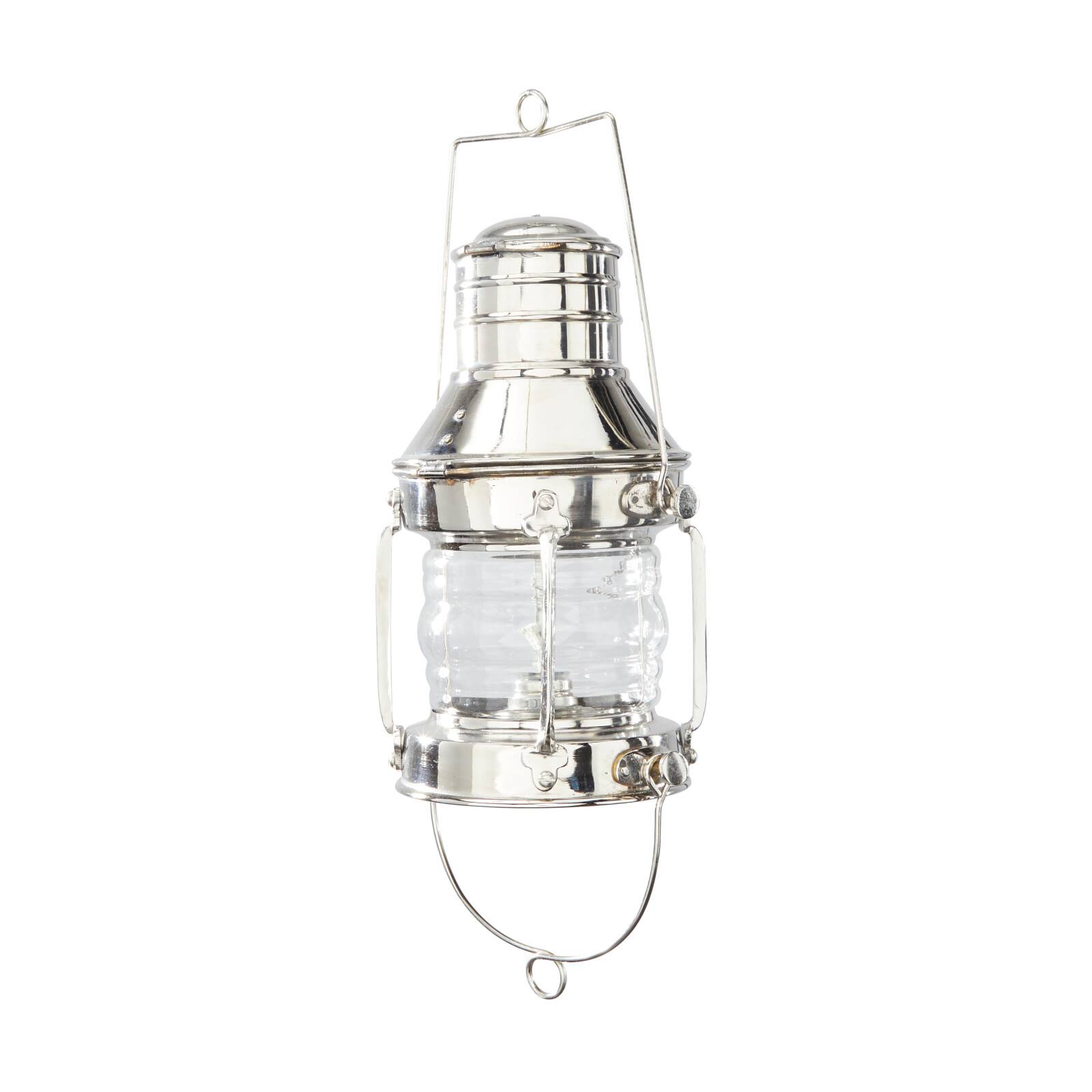 9" Silver Brass Candle Lantern