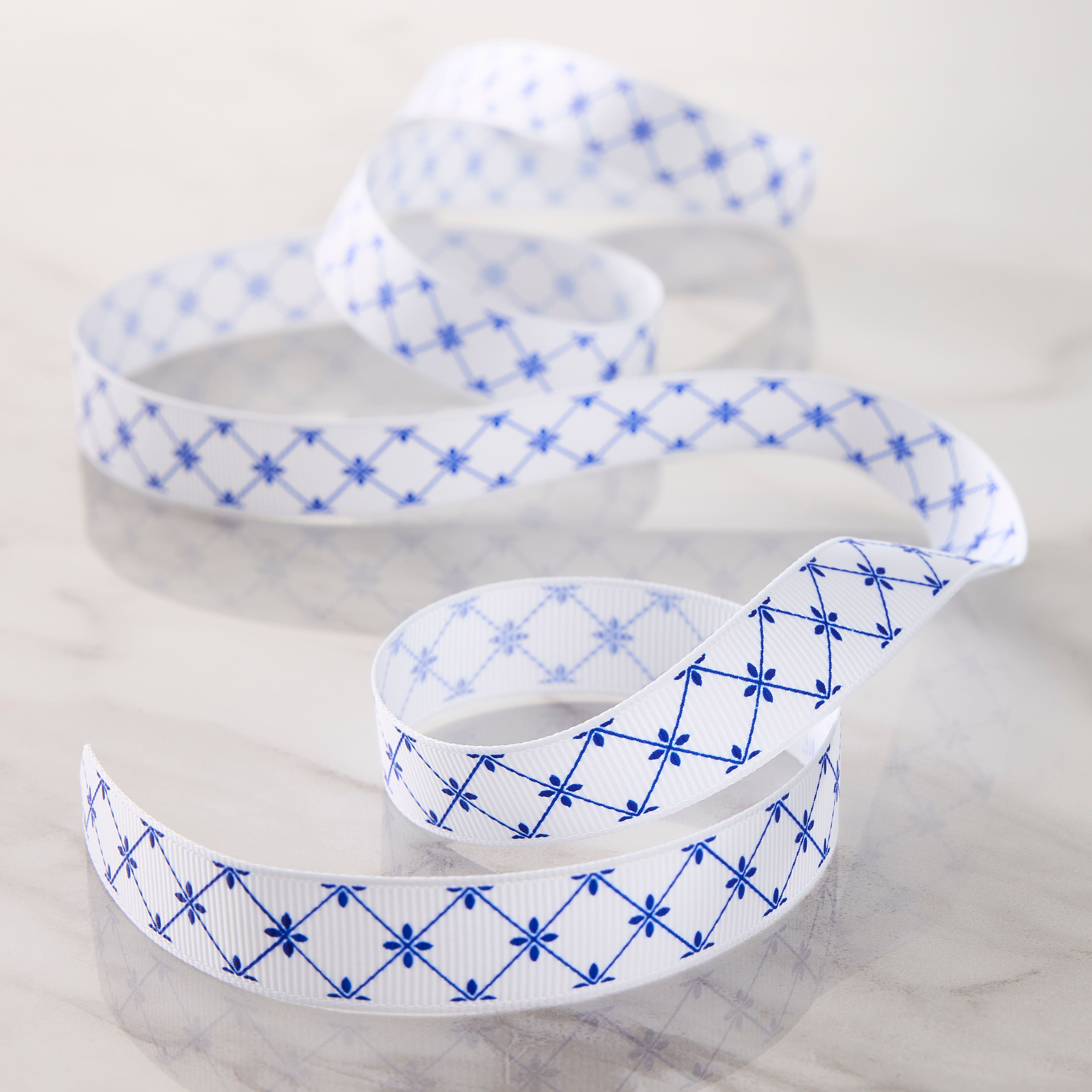 5/8&#x22; x 7yd. Blue Chinoiserie Grosgrain Ribbon by Celebrate It&#xAE; Classic