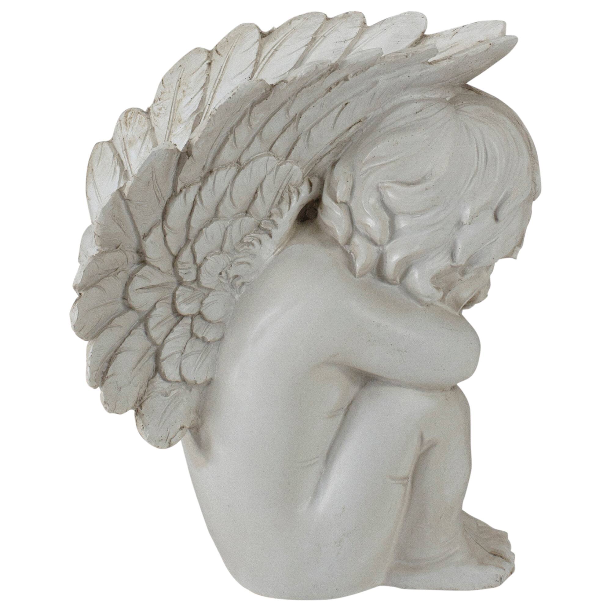 7" Heavenly Gardens Gray Left Facing Sleeping Cherub Angel Outdoor Garden Statue