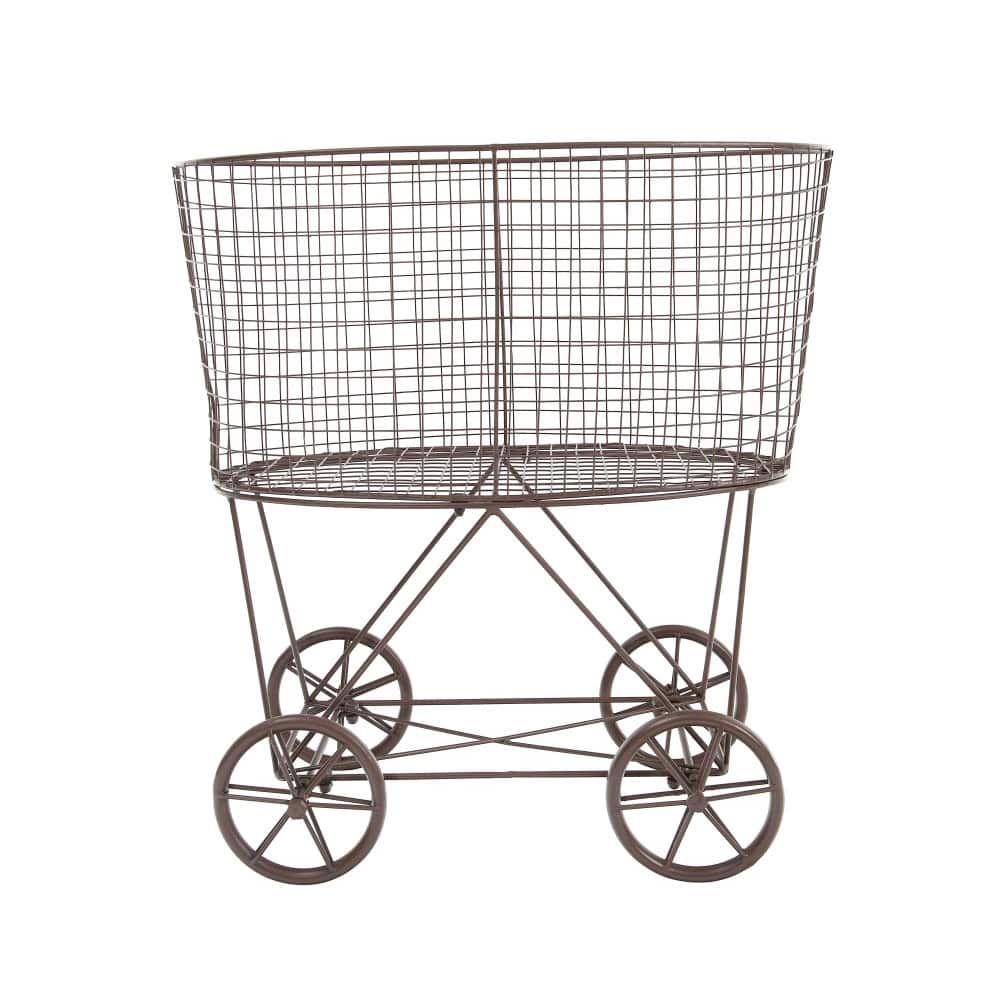 27" Vintage Reproduction Metal Laundry Basket on Wheels