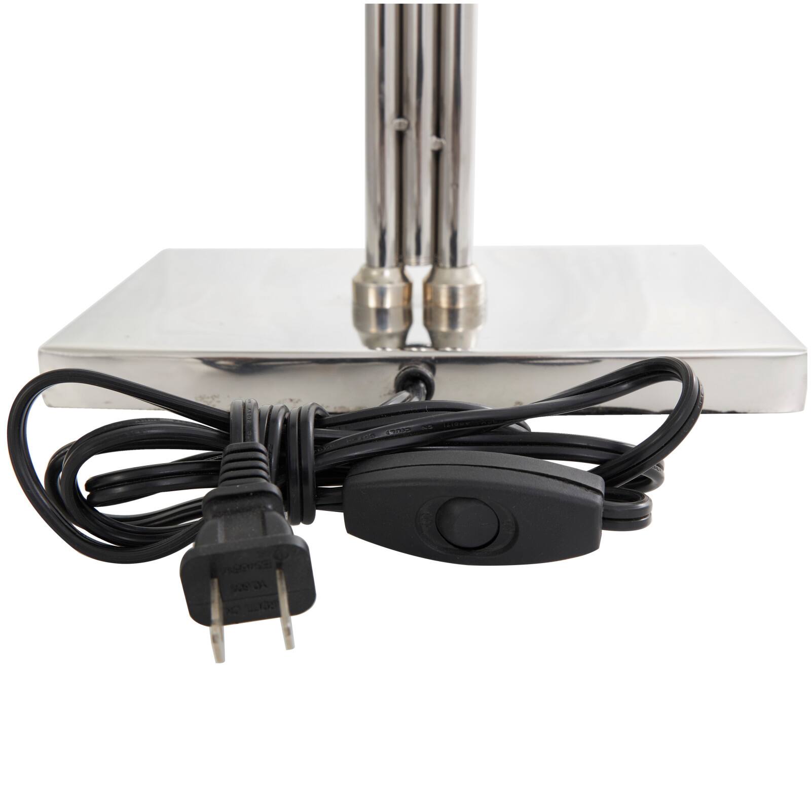 2ft. Silver Stainless Steel Desk Lamp with Dual Shades