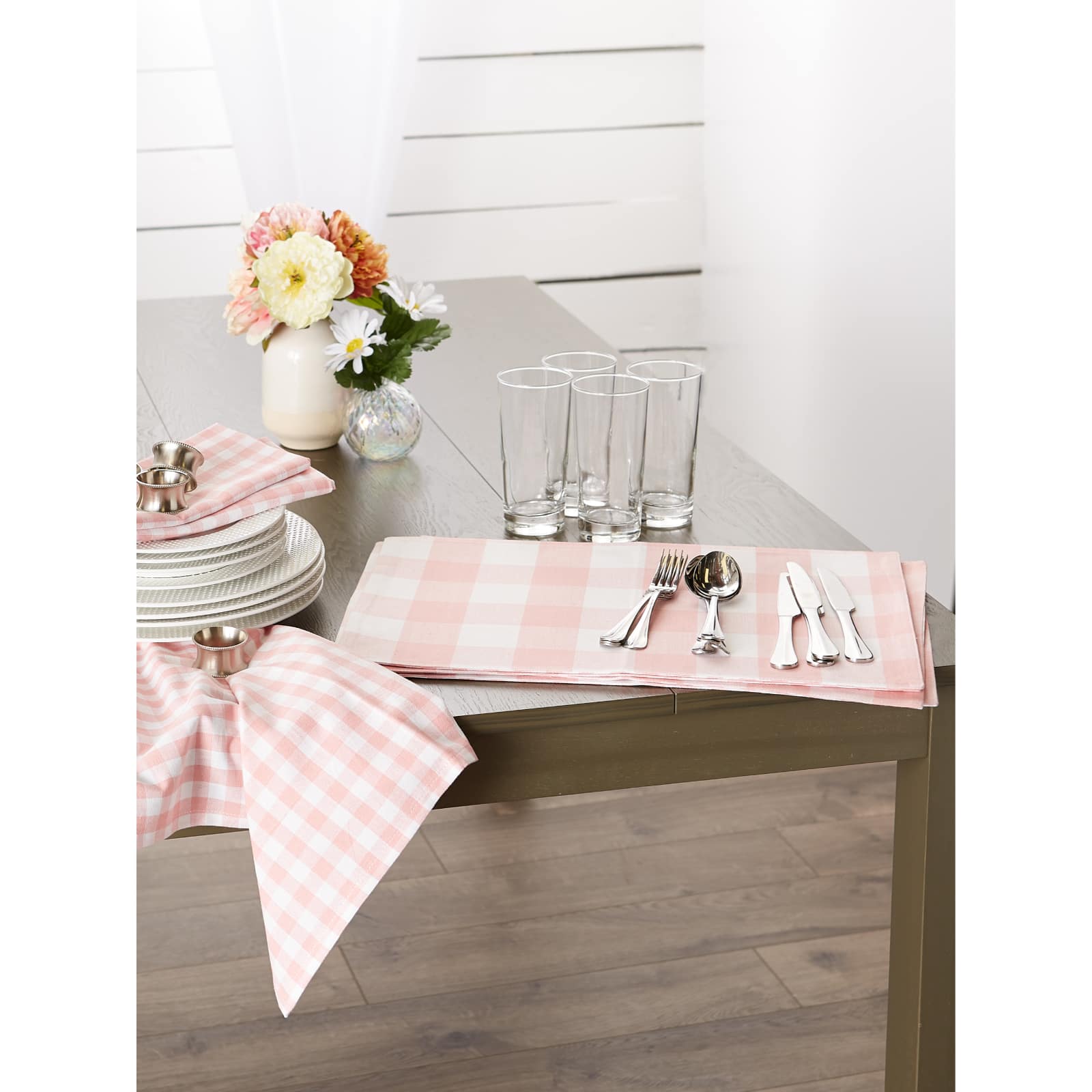 DII® Reversible Gingham & Buffalo Check Placemat Set, 4ct.