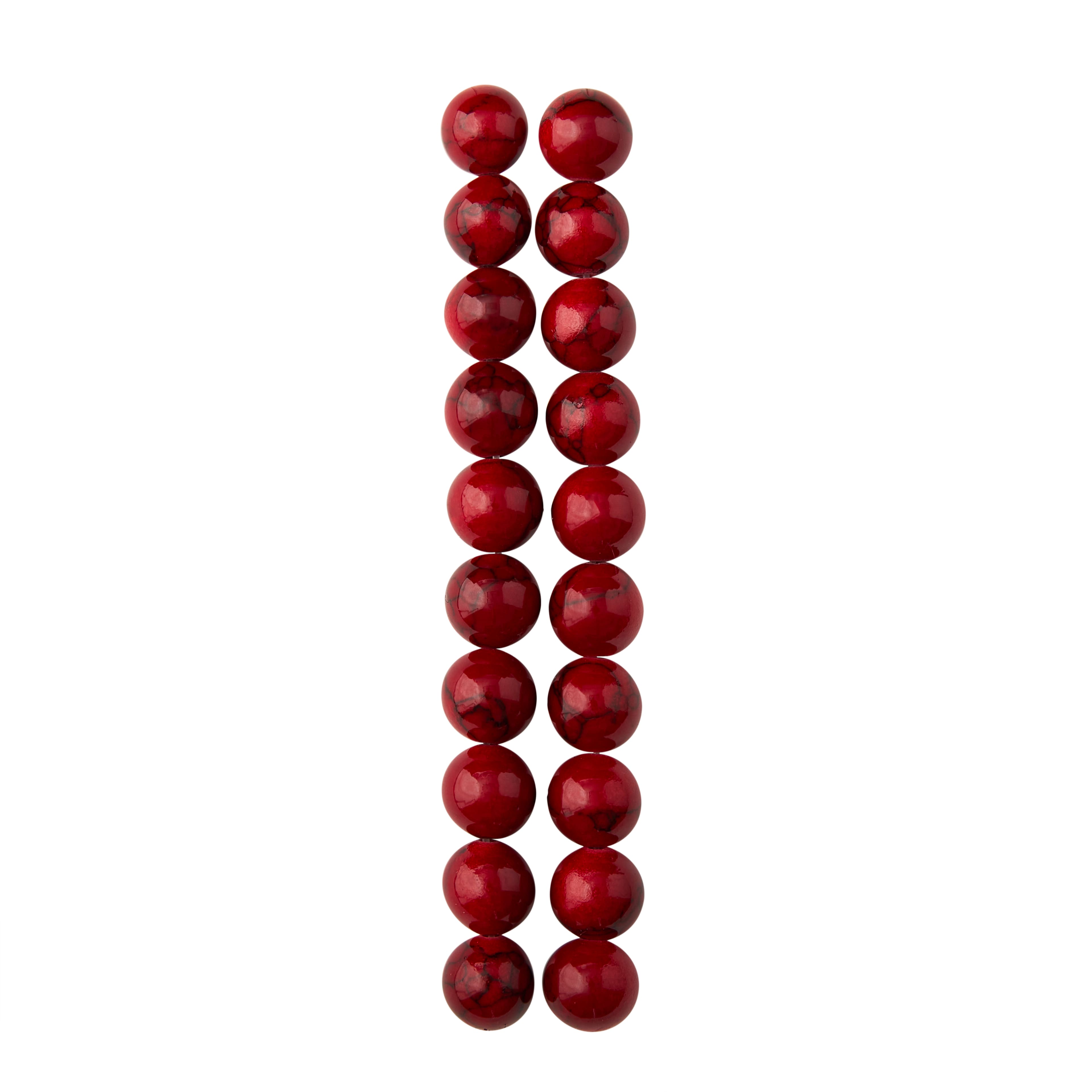 12 Pack: Red Dyed Quartzite Round Beads, 10mm by Bead Landing&#x2122;