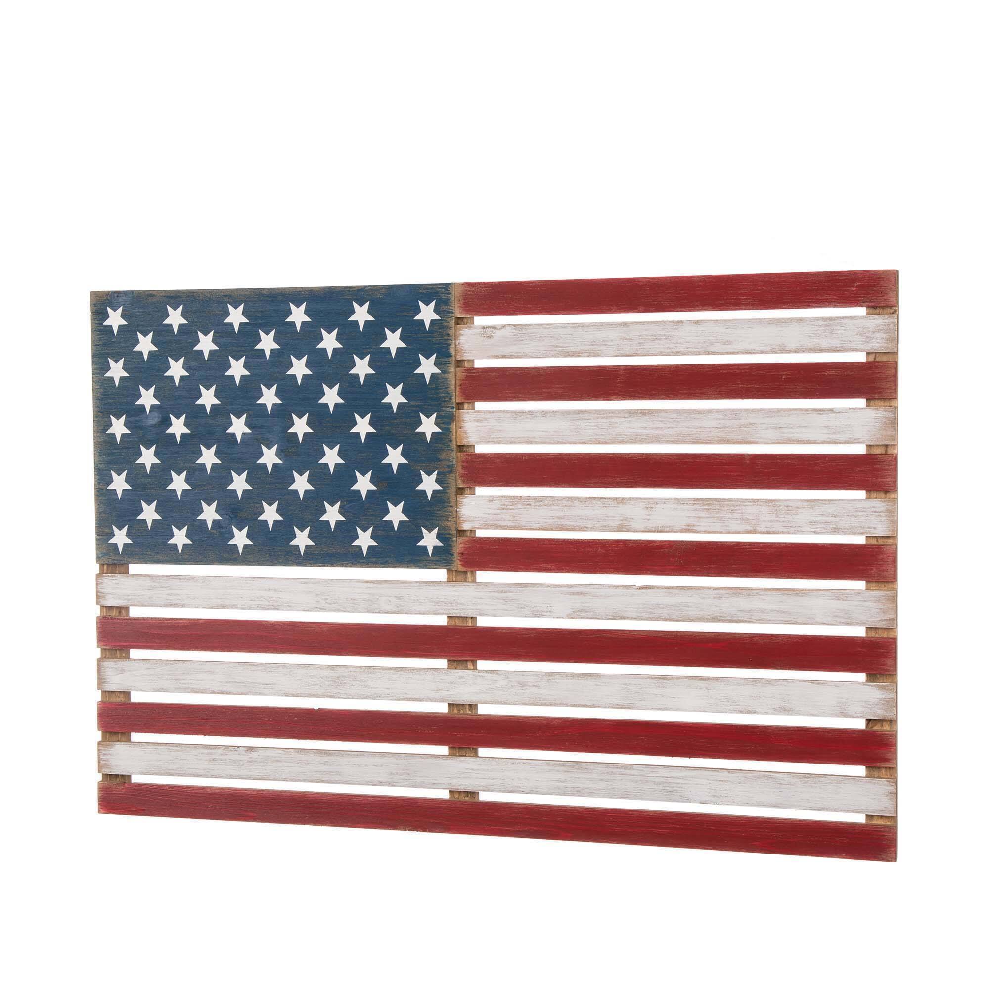 Glitzhome&#xAE; Wooden American Flag Hanging Wall Decor