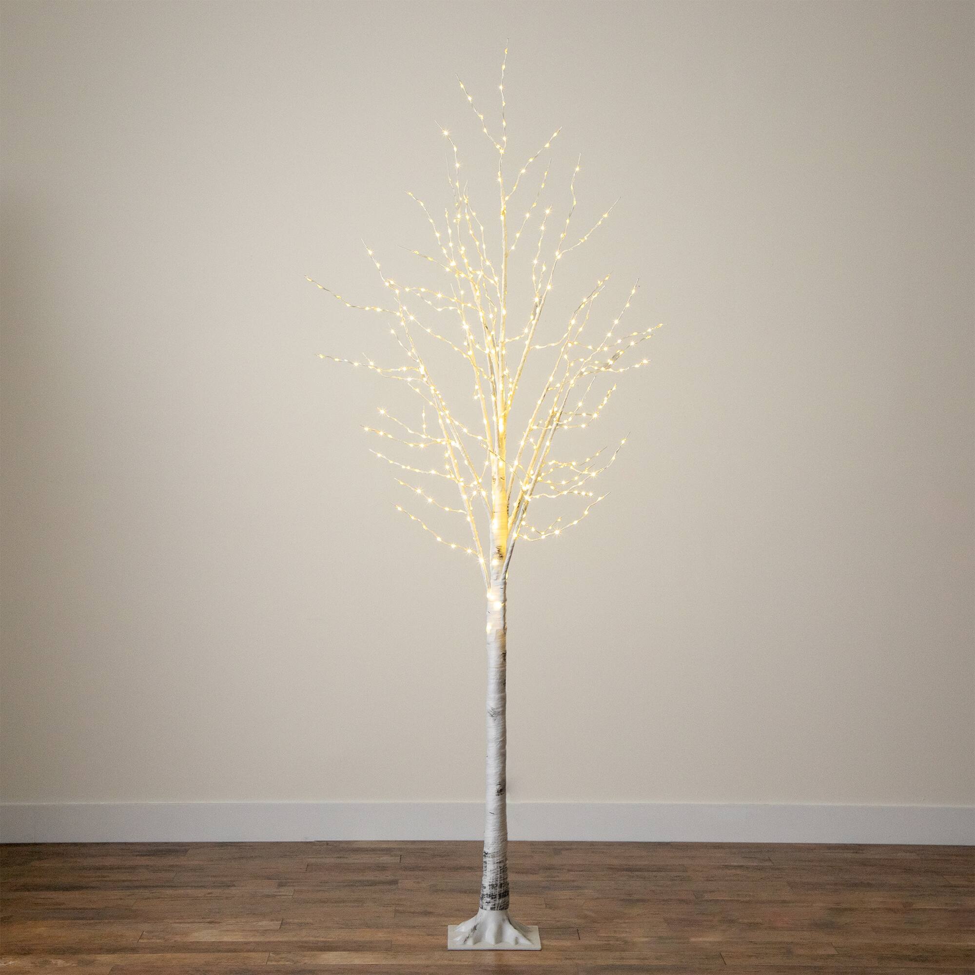 8ft. Pre-Lit White Birch Artificial Christmas Tree, Warm White LED Lights