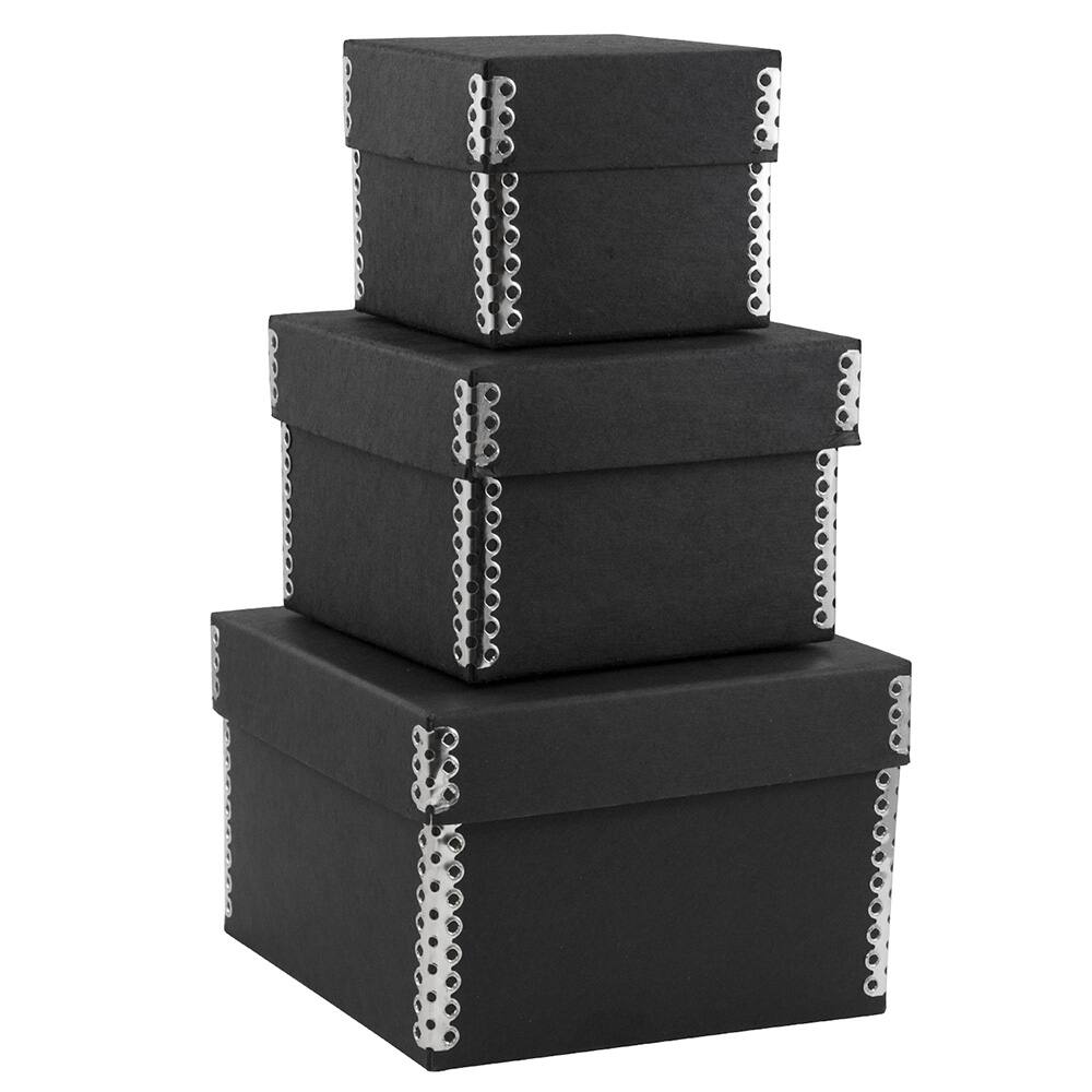 JAM Paper Black Kraft Nesting Box Set